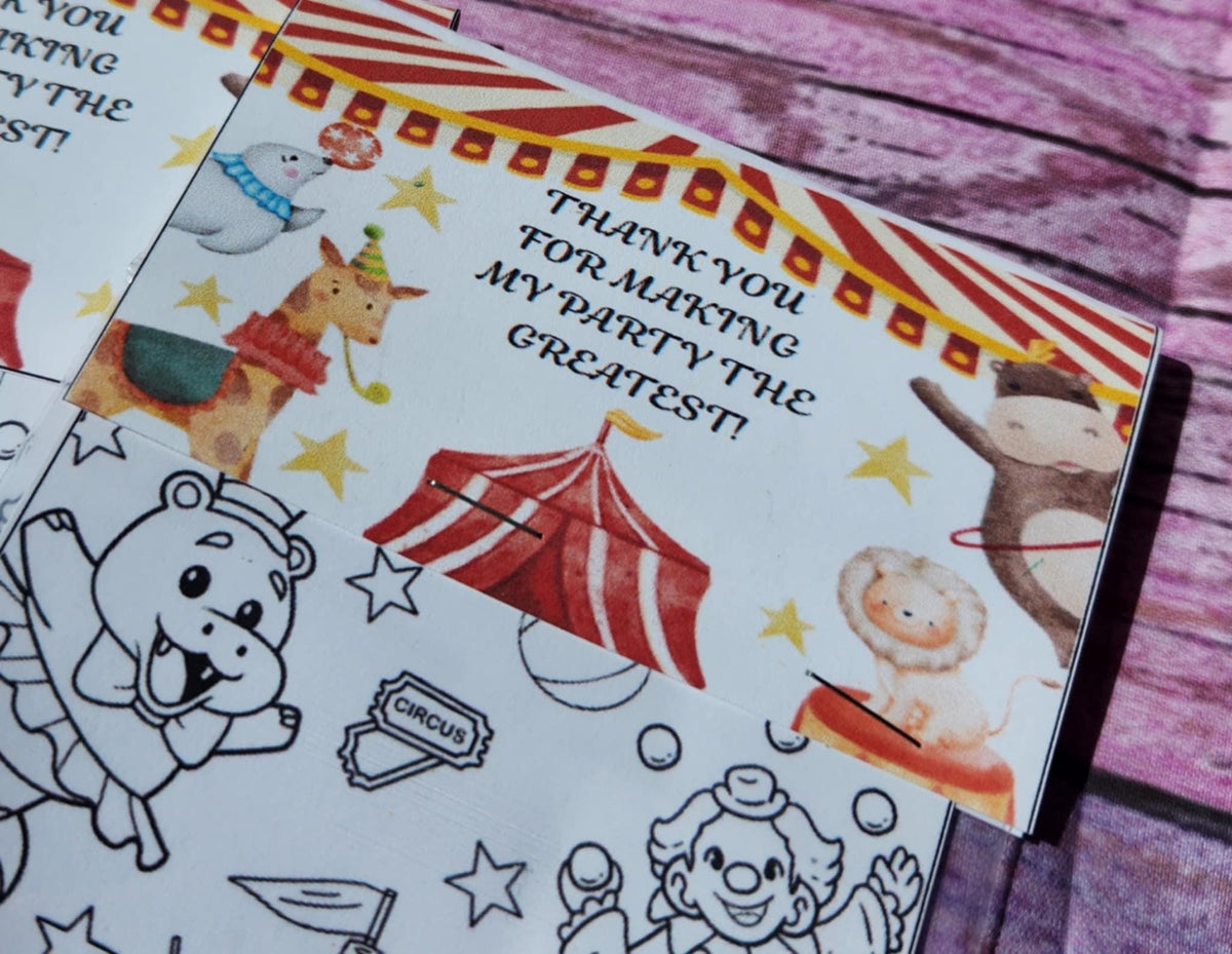 Circus Party Favor Coloring Kit with Crayons | Carnival Birthday Goodie Bag | Non-Candy Party Favor | Circus Theme | Kids Party Activity
