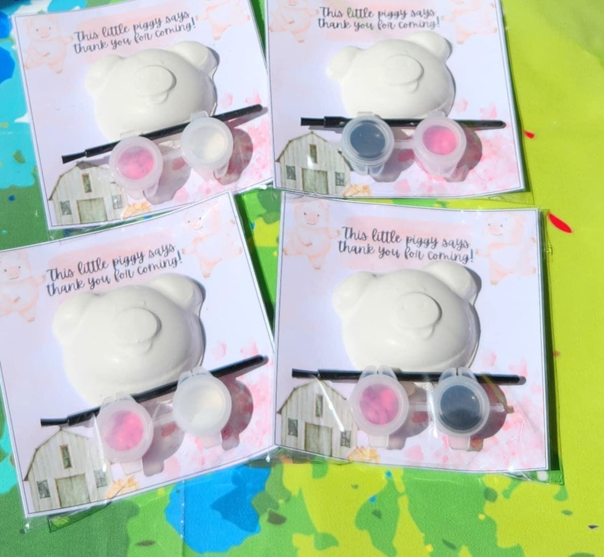 Pig Paint Your Own Kit | Barnyard Party Favor | Farm Animal Birthday | DIY Pig Craft for Kids | Personalized Crayons | Pig Birthday Activity