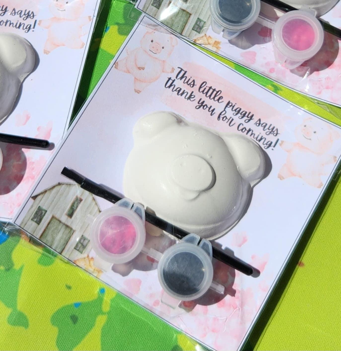 Pig Paint Your Own Kit | Barnyard Party Favor | Farm Animal Birthday | DIY Pig Craft for Kids | Personalized Crayons | Pig Birthday Activity