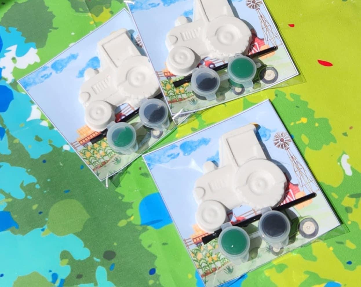 Tractor Mini Paint Your Own Kit, Farm Party Favor, Barnyard Birthday Activity, DIY Kids Craft, Non Candy Gift