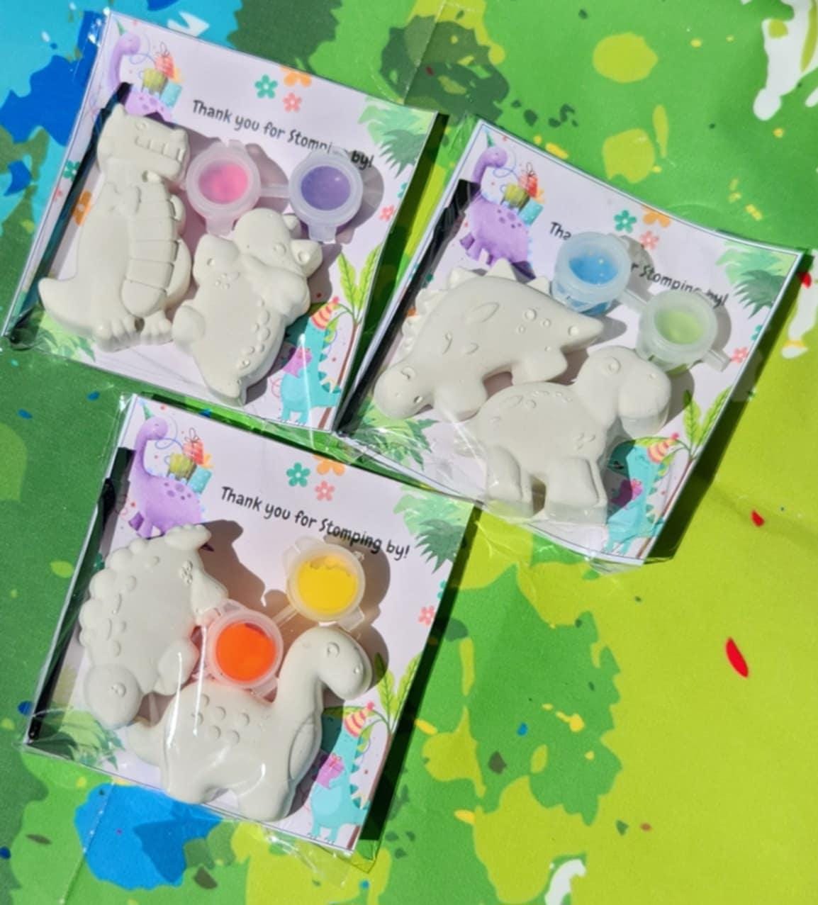 Girl Dinosaur Paint Kit Party Favor | DIY Dino Craft for Kids | Birthday Activity | Paint Your Own Kit | Dinosaur Party Theme Gifts for Kids