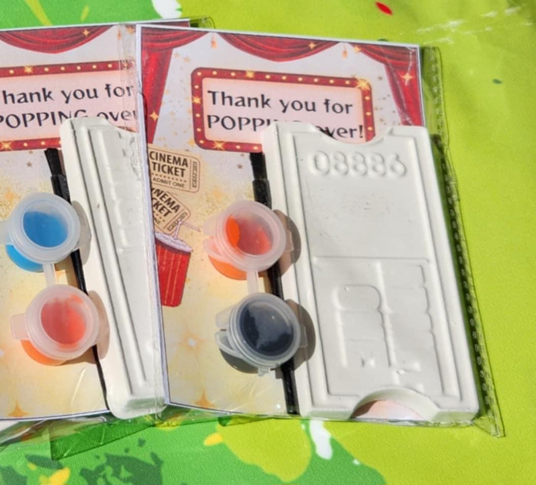 Movie Night Paint Your Own Kits | Movie Party Favors | DIY Kids Craft Kit | Birthday Party Activity | Movie Ticket Craft Kit
