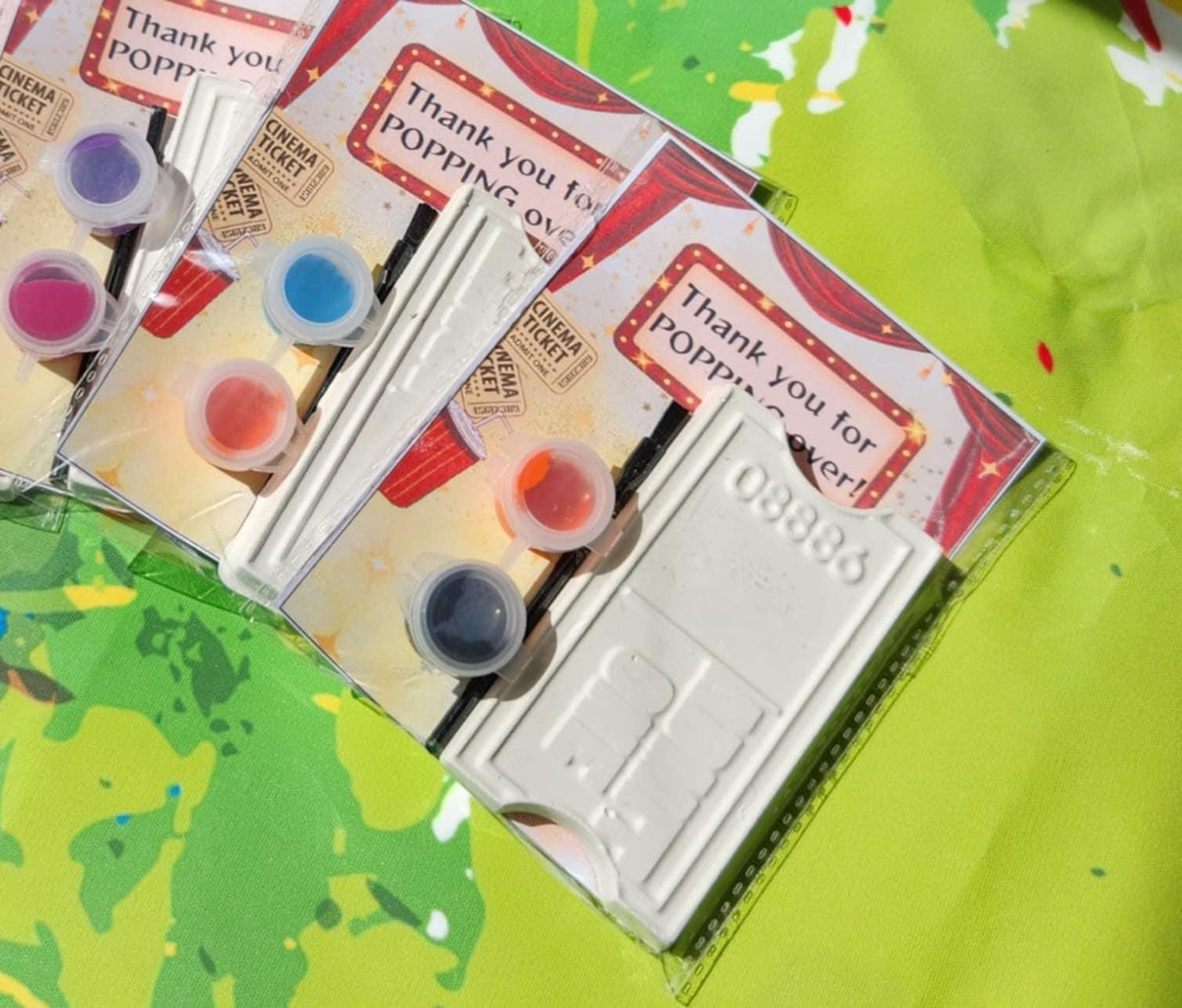 Movie Night Paint Your Own Kits | Movie Party Favors | DIY Kids Craft Kit | Birthday Party Activity | Movie Ticket Craft Kit