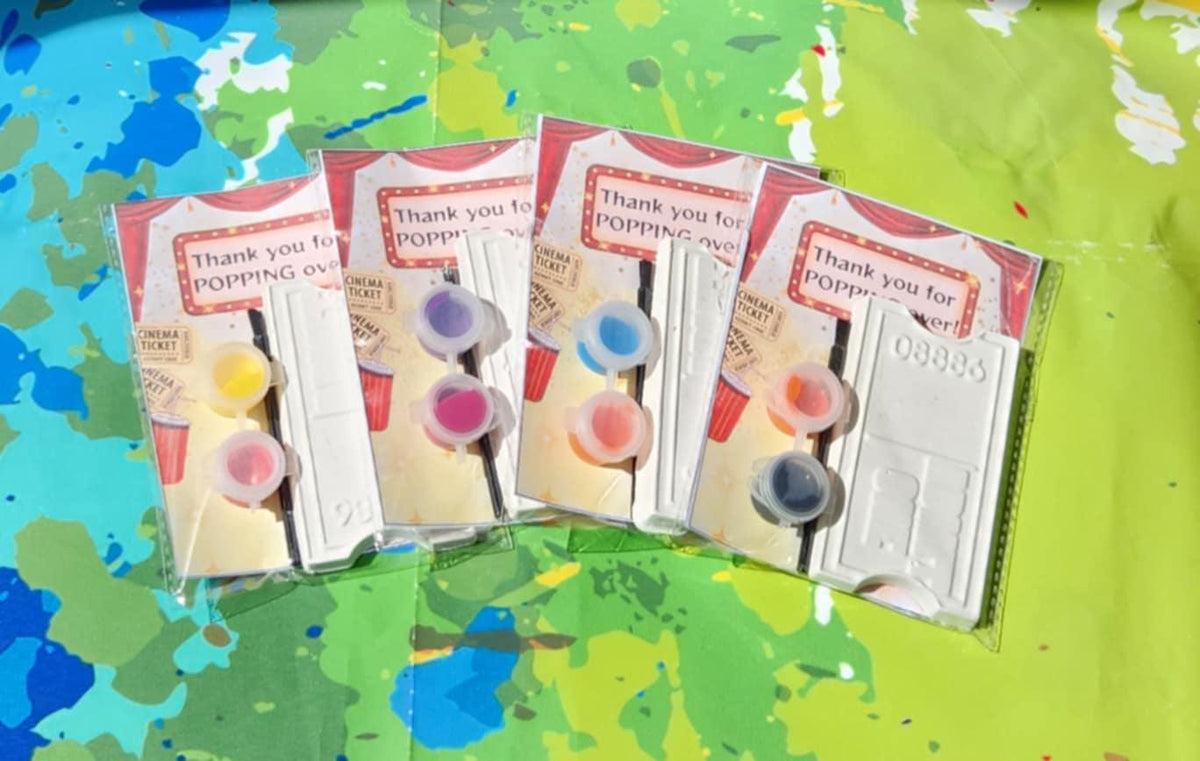 Movie Night Paint Your Own Kits | Movie Party Favors | DIY Kids Craft Kit | Birthday Party Activity | Movie Ticket Craft Kit