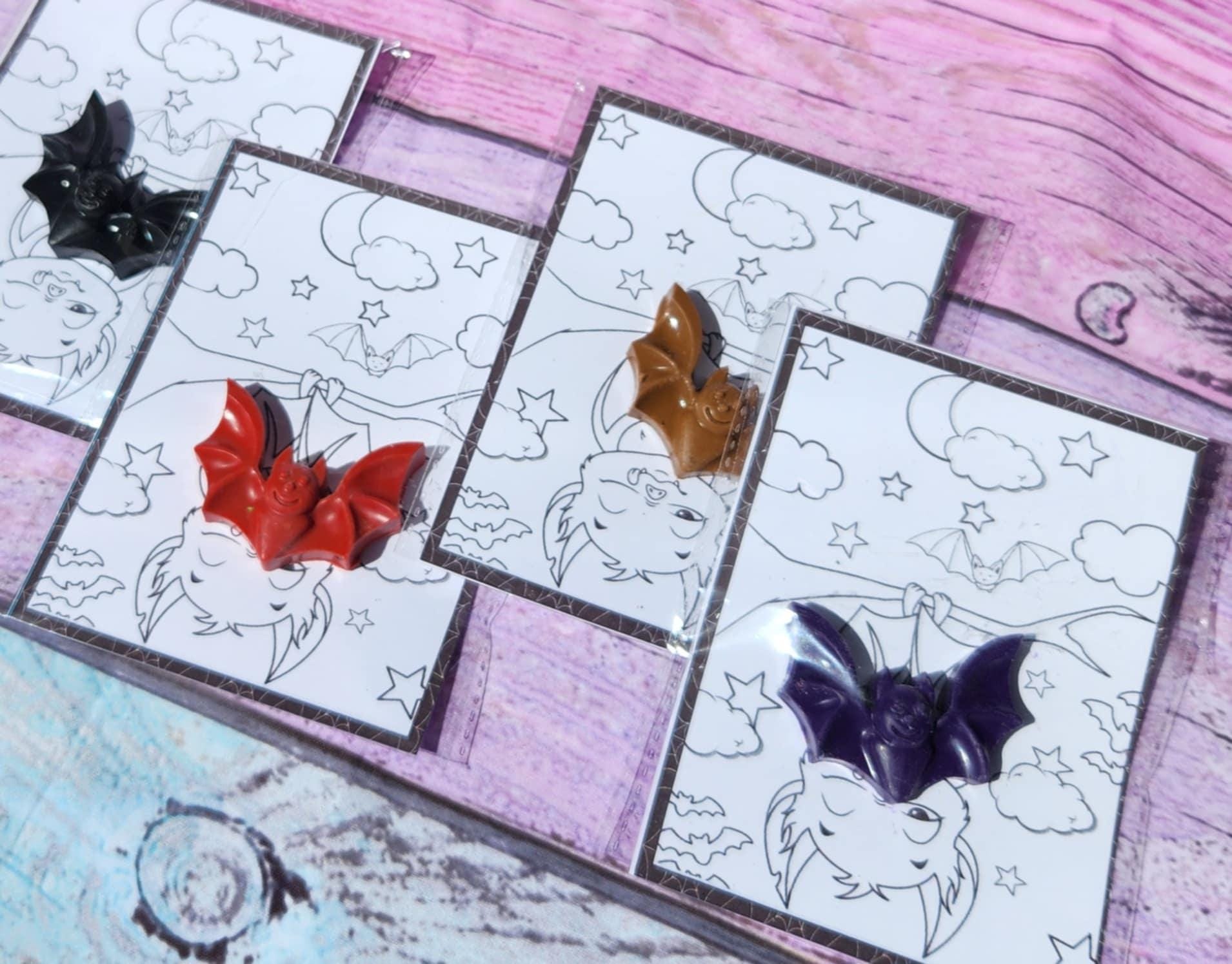 Bat Crayon Coloring Kits | Halloween Party Favors | Kids Birthday Goodie Bags l Halloween Gifts for Kids l School Halloween party