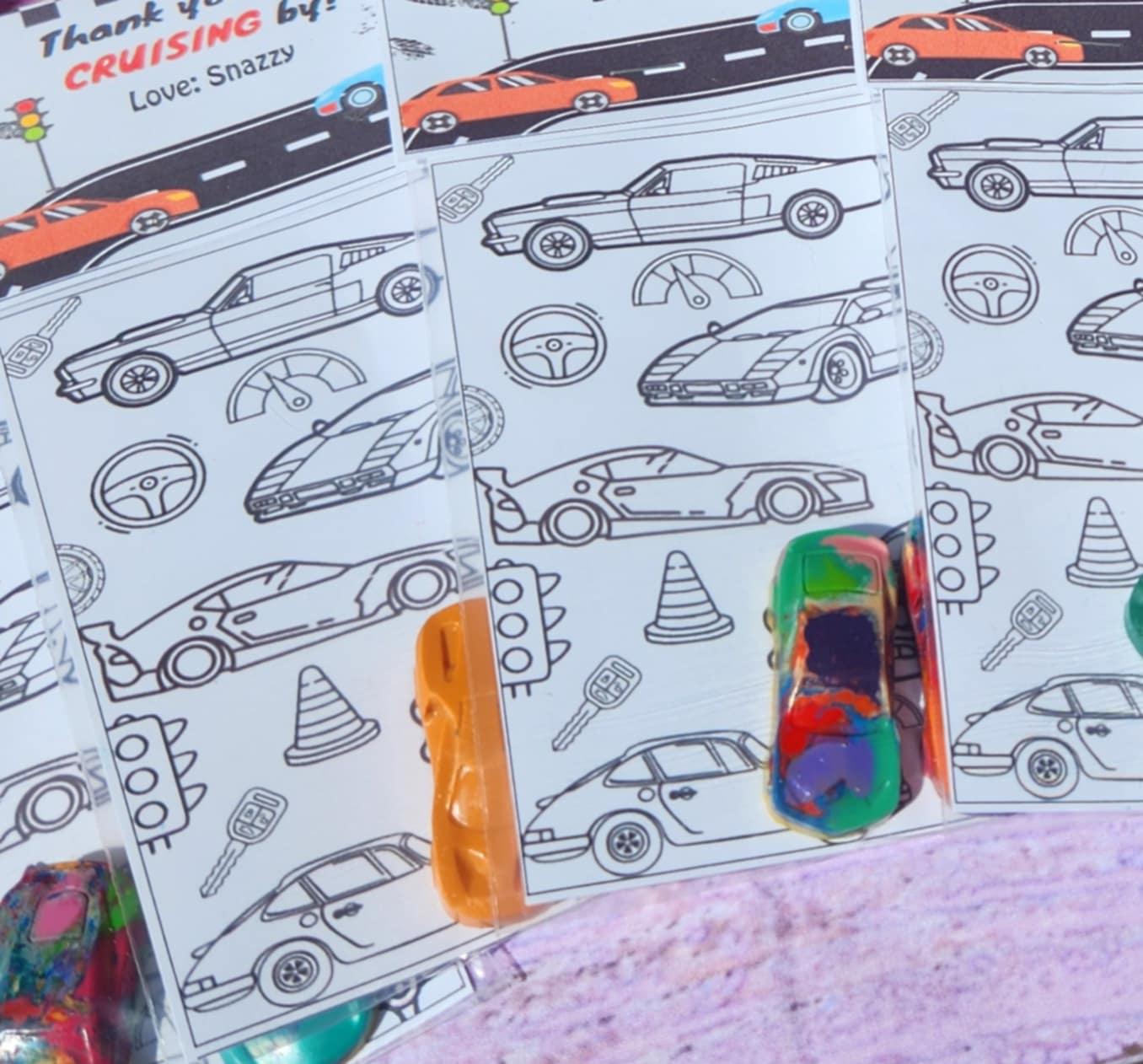 Car Crayon Coloring Kits | Personalized Topper| Crayon Name Favors | Car Birthday Party Favors | Kids Party Gifts | Race Car Crayons