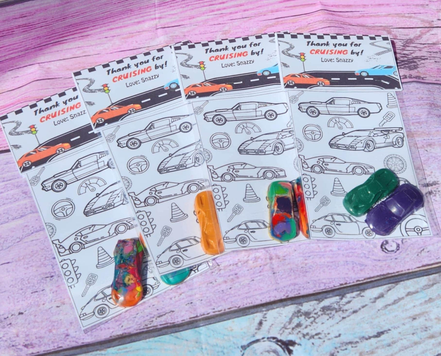 Car Crayon Coloring Kits | Personalized Topper| Crayon Name Favors | Car Birthday Party Favors | Kids Party Gifts | Race Car Crayons