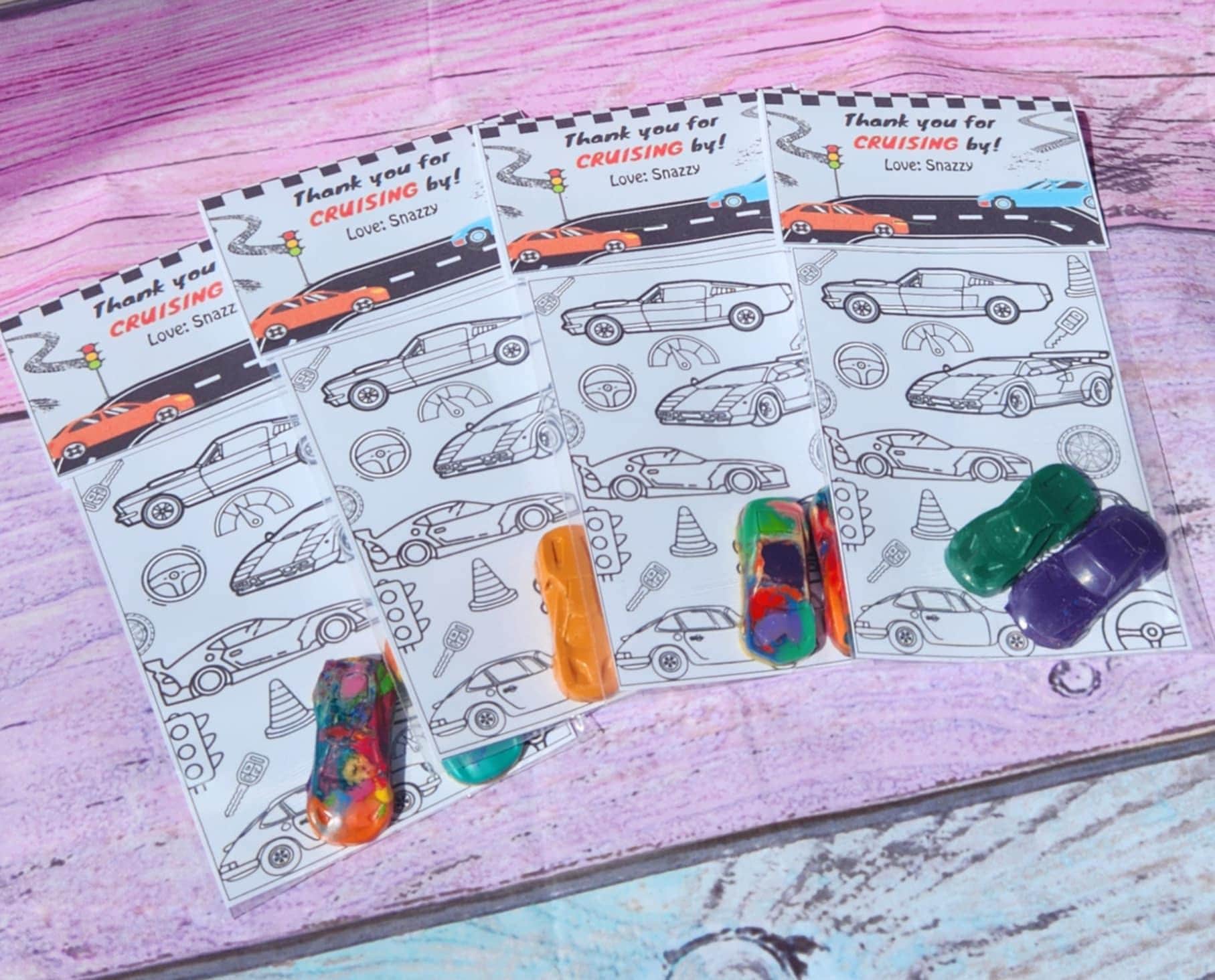 Car Crayon Coloring Kits | Personalized Topper| Crayon Name Favors | Car Birthday Party Favors | Kids Party Gifts | Race Car Crayons