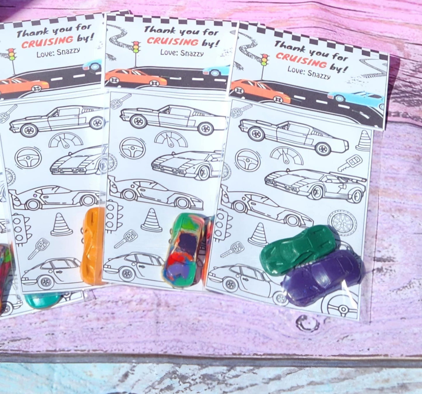 Car Crayon Coloring Kits | Personalized Topper| Crayon Name Favors | Car Birthday Party Favors | Kids Party Gifts | Race Car Crayons