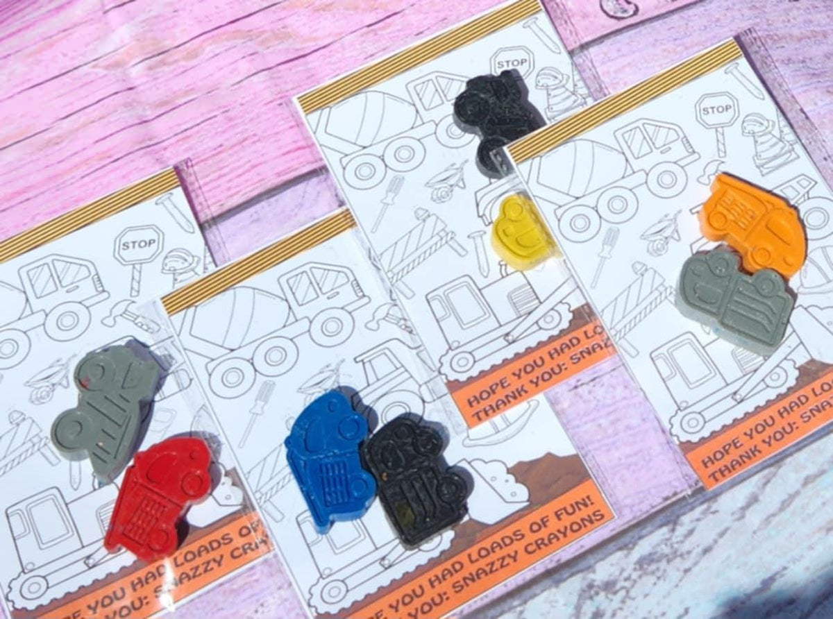 Construction Truck Crayons | Party Favors | Editable Cards | Kids Birthday Party Favors | Construction Party | Party Gifts | Truck Gifts