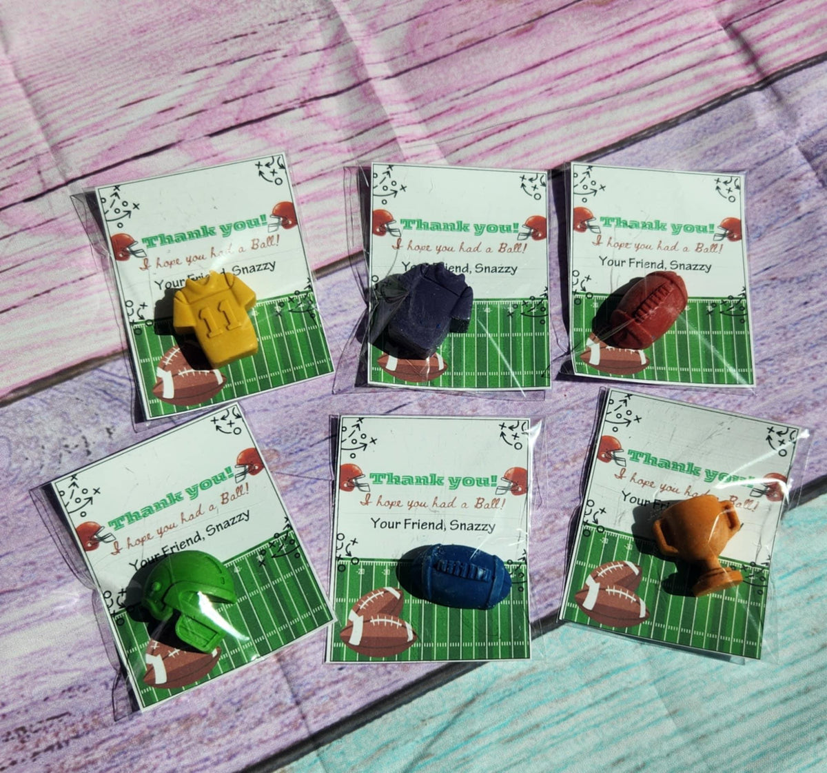Football Party Favors - Football Crayons for Kids, Team Party Goodie Bag Fillers, Birthday Favor Set, Non‑Toxic Custom Crayons