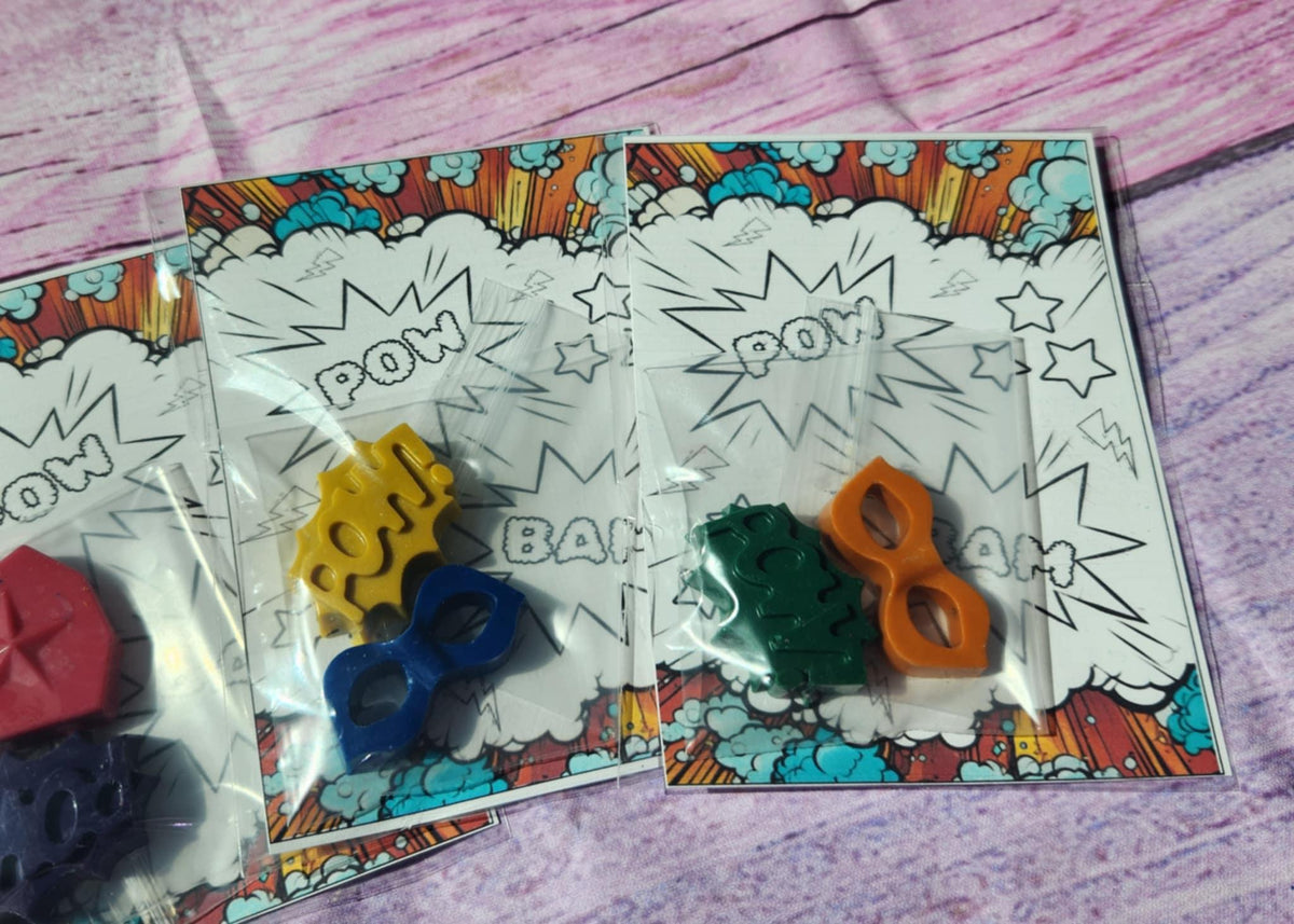 Superhero Coloring Kit: Non-Toxic Crayons, Party Favors