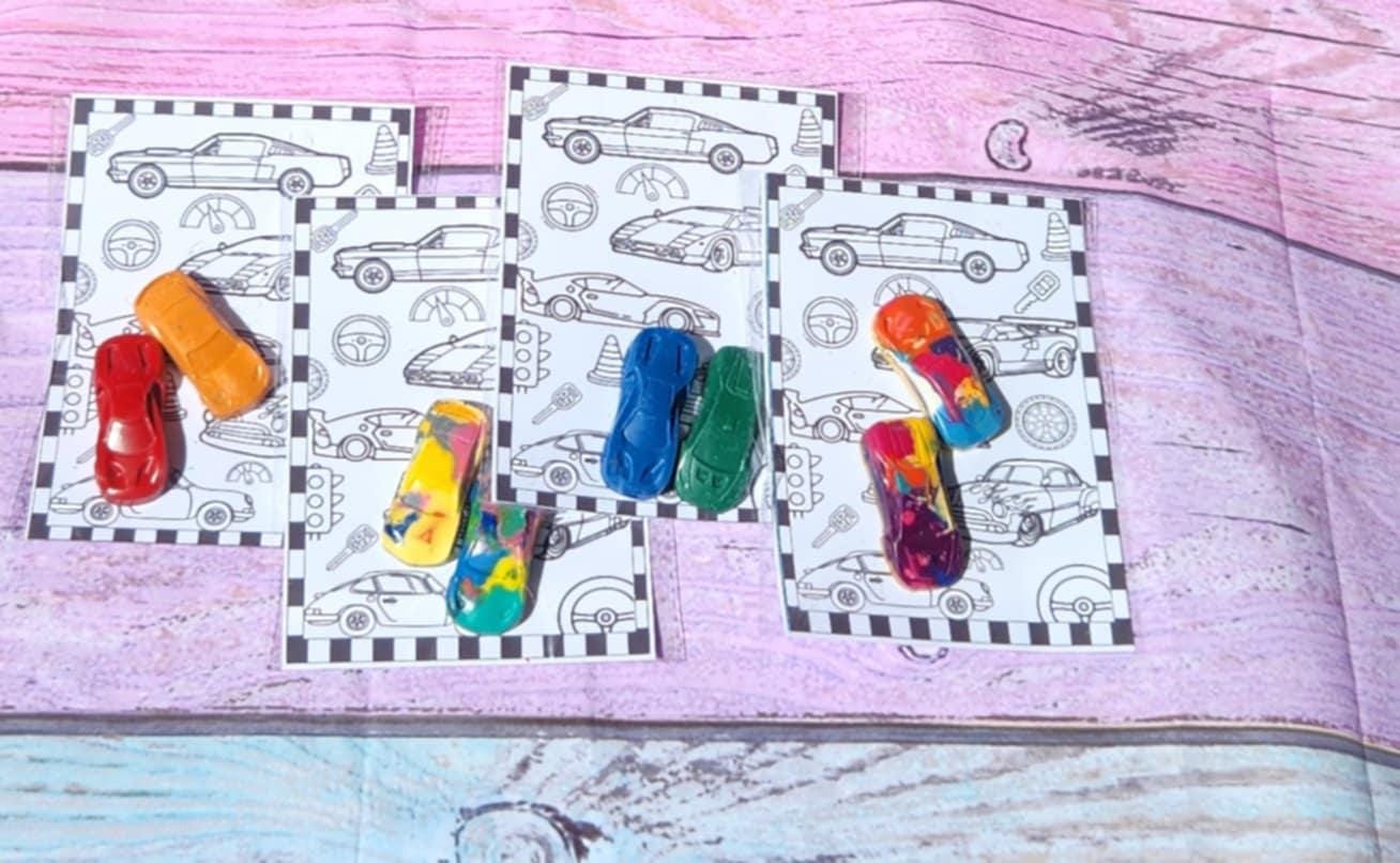 Car Crayons - Racing by Coloring Cards| Personalized Party Favors for Kids | Birthday Crayon Gifts