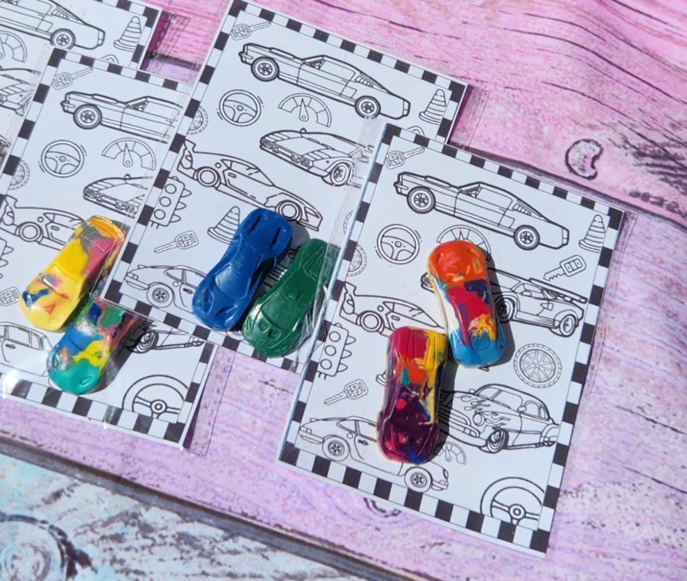 Car Crayons - Racing by Coloring Cards| Personalized Party Favors for Kids | Birthday Crayon Gifts