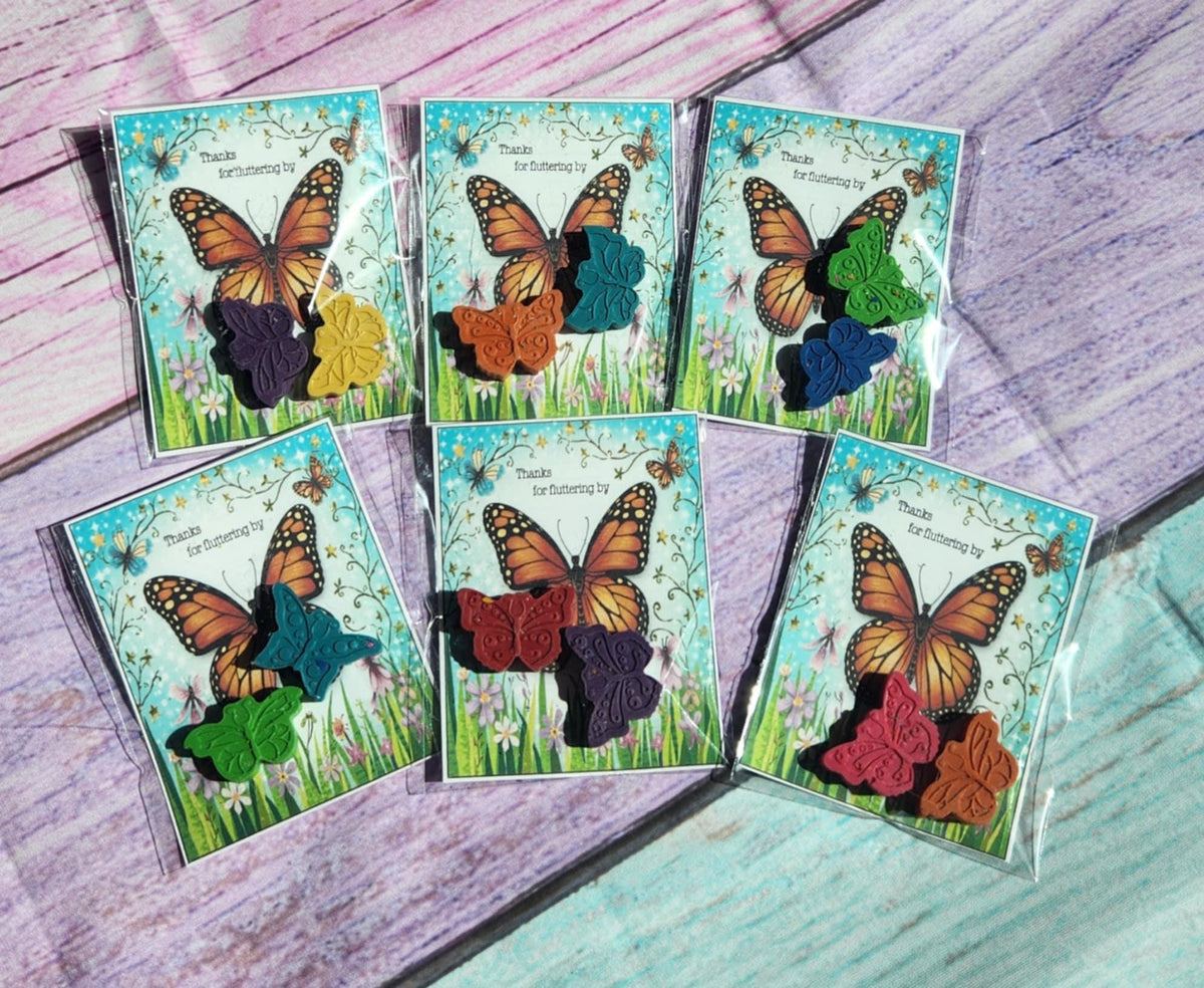 Butterfly Crayons Party Favors – Handmade Thank You Cards, Classroom Gifts