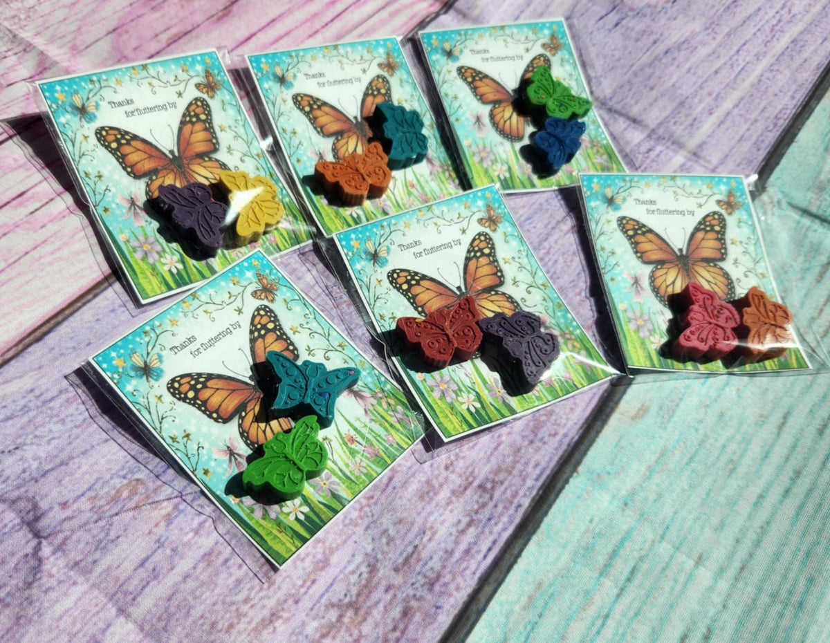 Butterfly Crayons Party Favors – Handmade Thank You Cards, Classroom Gifts