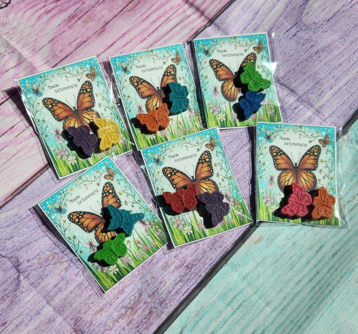 Butterfly Crayons Party Favors – Handmade Thank You Cards, Classroom Gifts