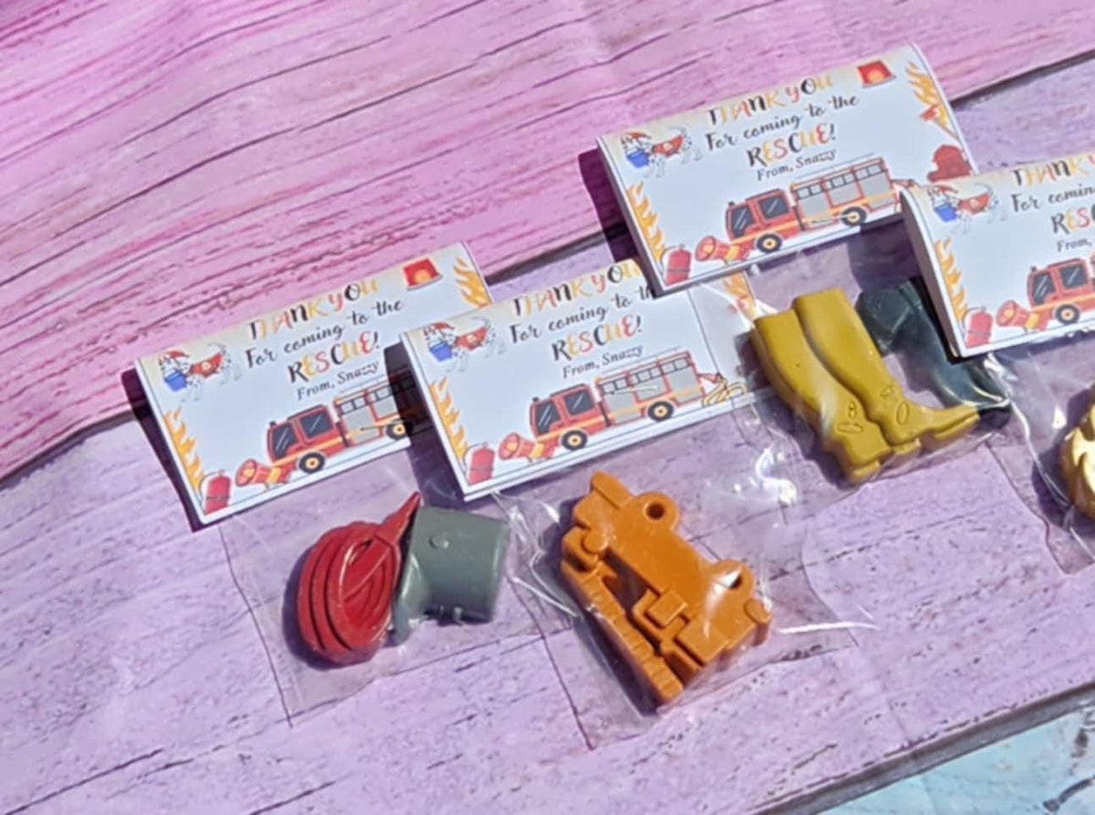 Fire Truck Crayons: Firefighter Birthday Party Favors