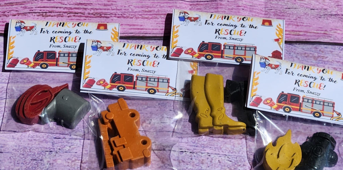 Fire Truck Crayons: Firefighter Birthday Party Favors