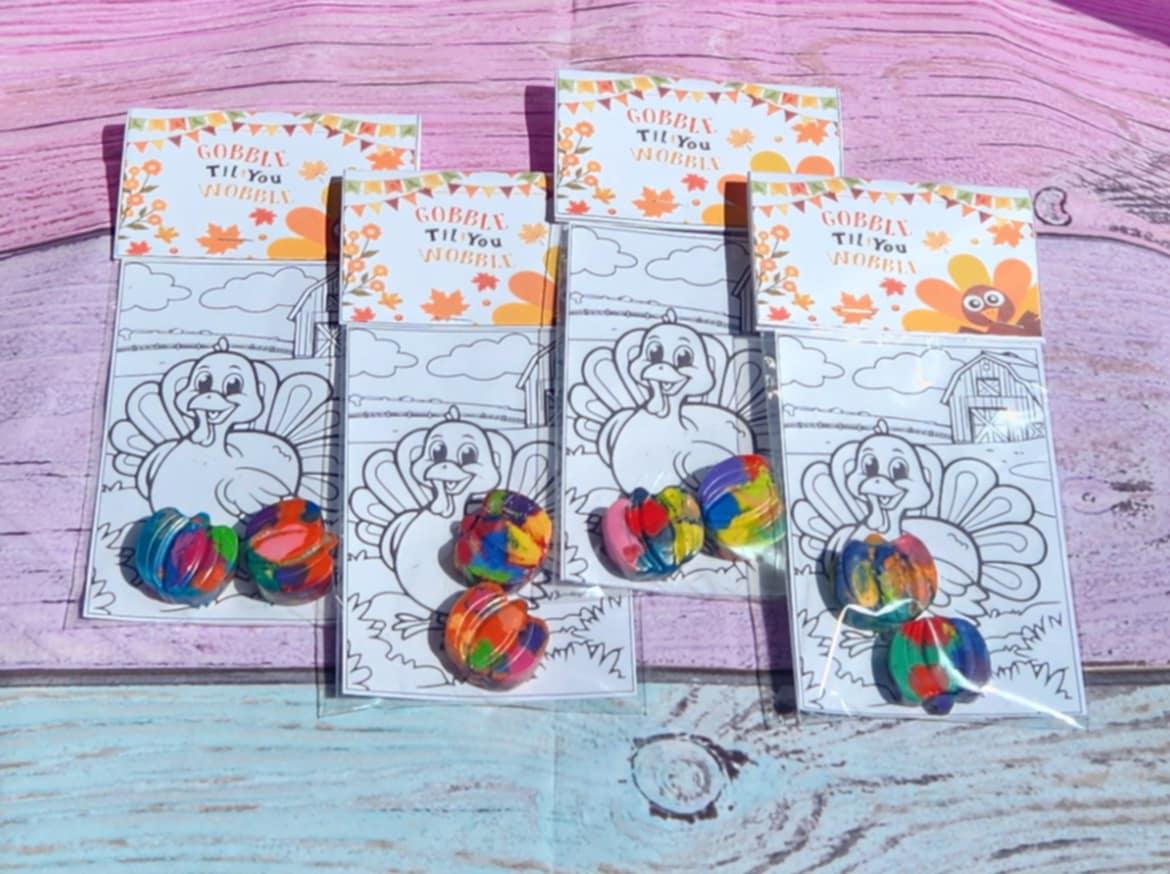 Thanksgiving Turkey Coloring Kits | Pumpkin Crayons | Fall Party Favors | Kids Coloring Activity | Non-Toxic Crayons | Classroom Gifts