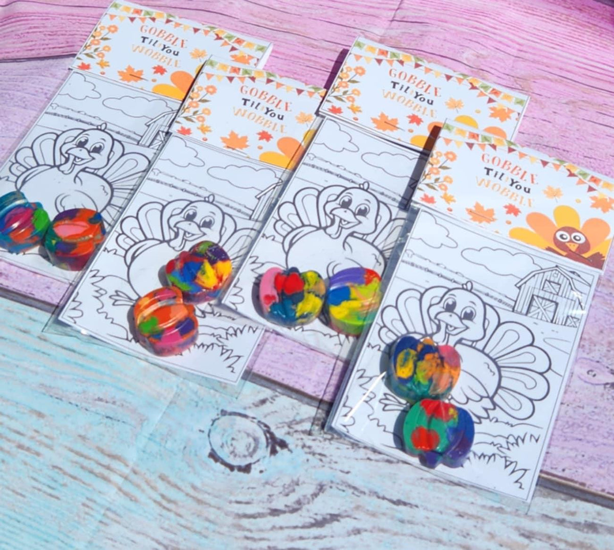 Thanksgiving Turkey Coloring Kits | Pumpkin Crayons | Fall Party Favors | Kids Coloring Activity | Non-Toxic Crayons | Classroom Gifts