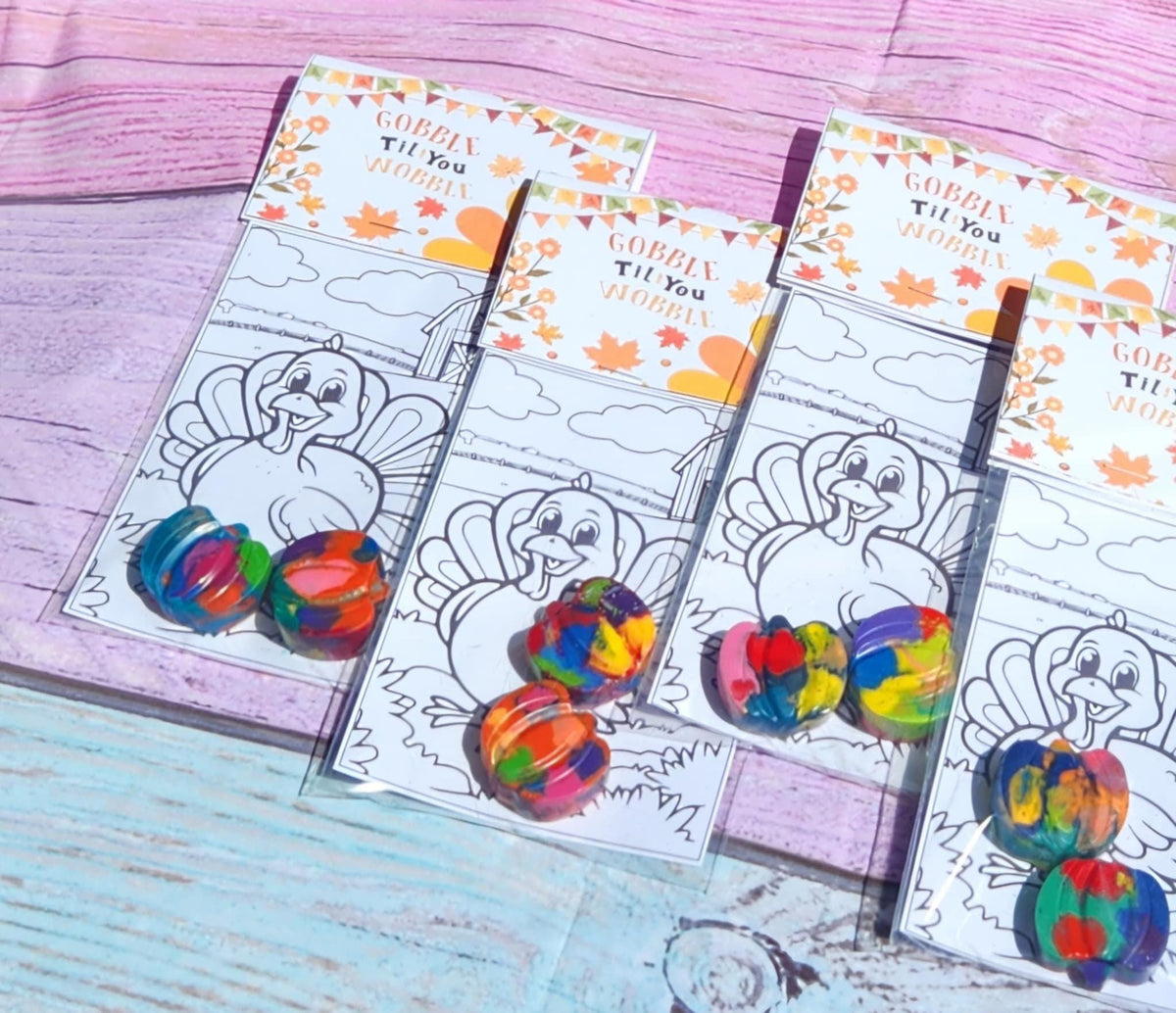 Thanksgiving Turkey Coloring Kits | Pumpkin Crayons | Fall Party Favors | Kids Coloring Activity | Non-Toxic Crayons | Classroom Gifts