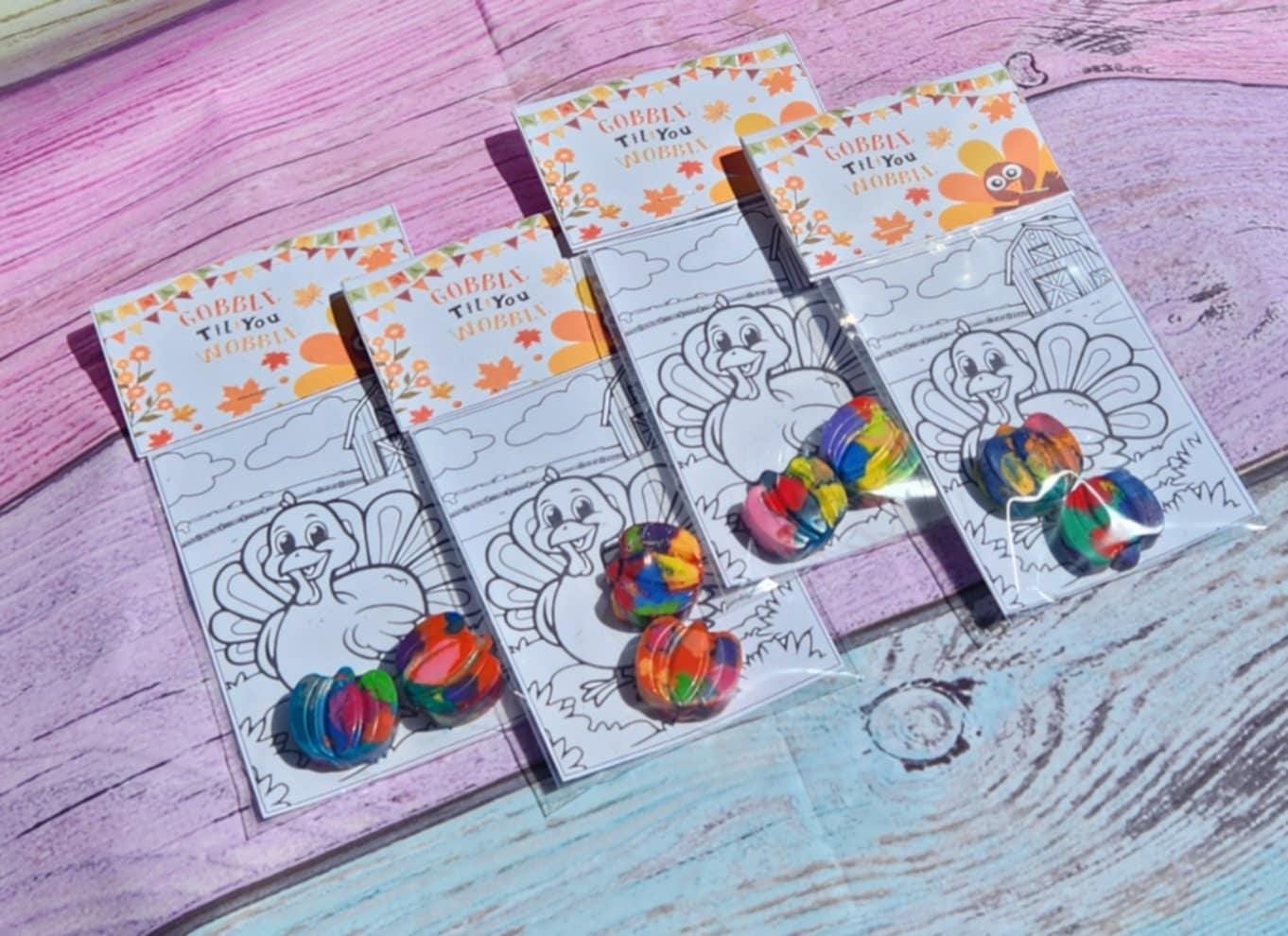 Thanksgiving Turkey Coloring Kits | Pumpkin Crayons | Fall Party Favors | Kids Coloring Activity | Non-Toxic Crayons | Classroom Gifts