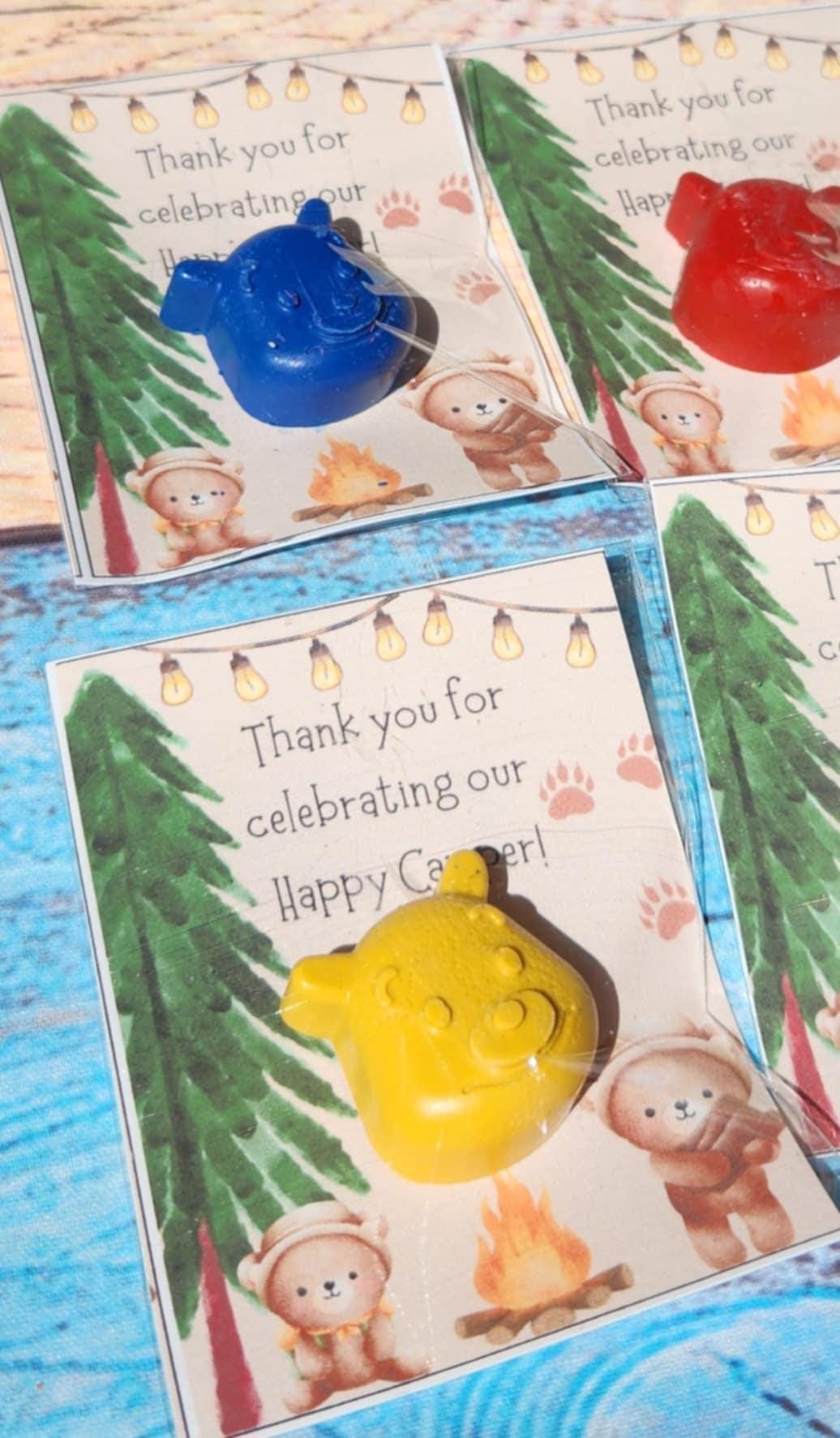 Camping Party Favors: Bear Crayon Thank You Cards