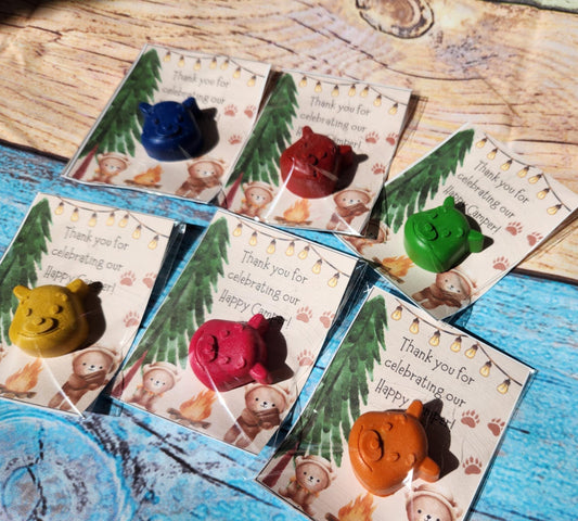 Camping Party Favors: Bear Crayon Thank You Cards