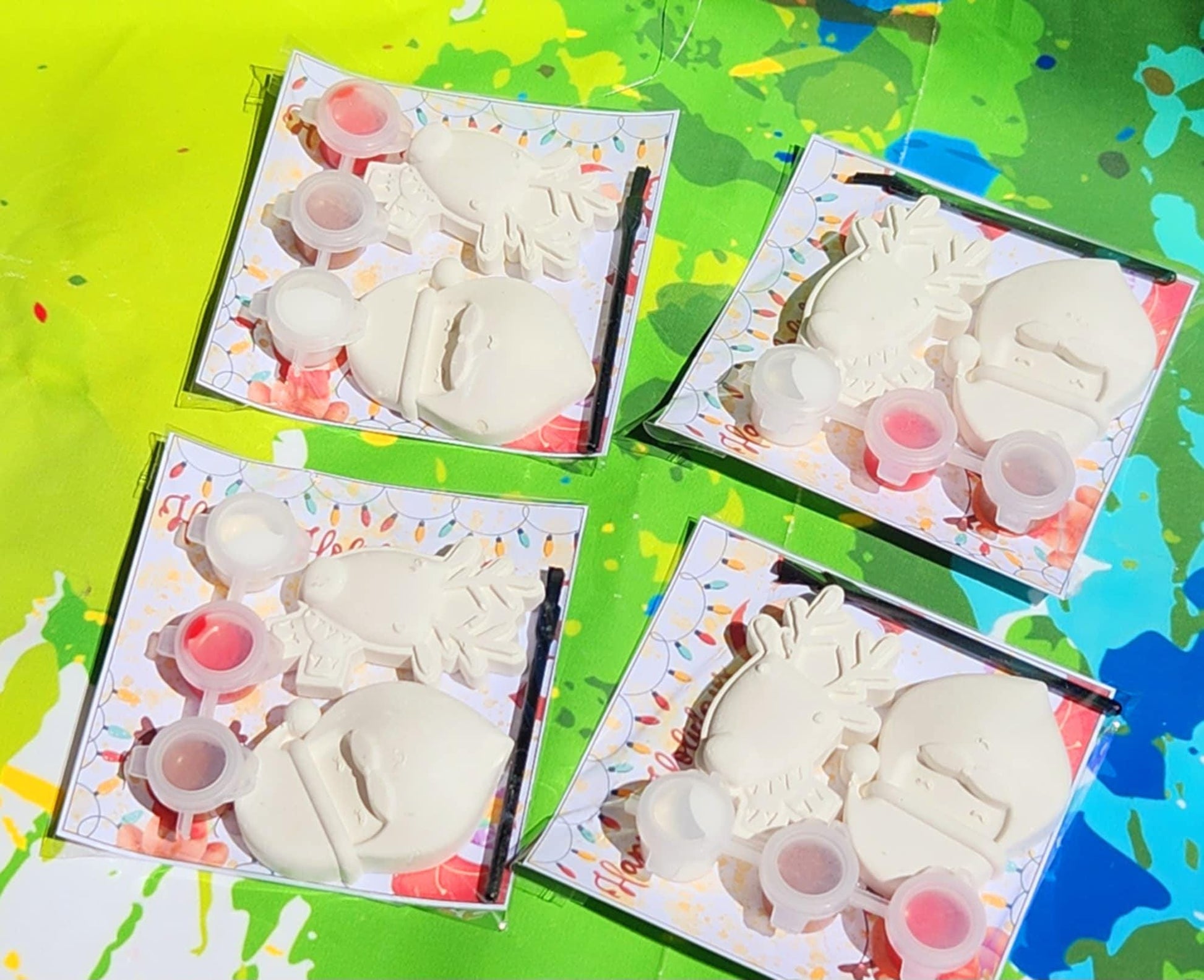 Santa & Reindeer Paint Kits – A Festive DIY Holiday Craft! Plaster Paint your own Kits l Party Favors l Birthday party gifts l Kids Art