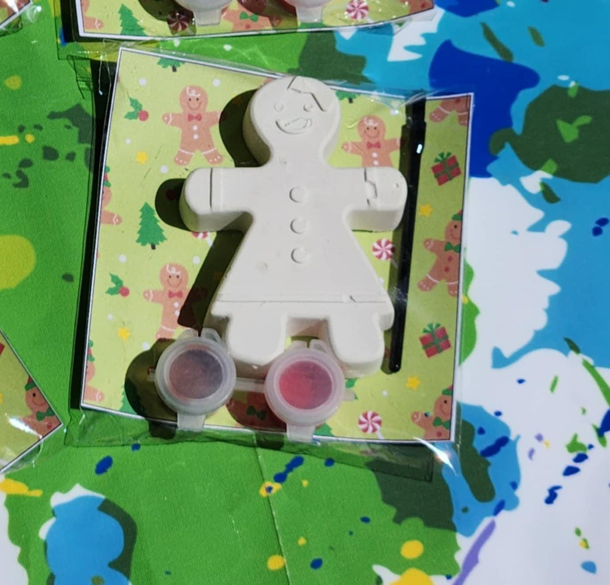 Gingerbread Man Paint Kit | Christmas Party Favors | DIY Kids Craft | Holiday Art Activity | Stocking Stuffer | Handmade Christmas Gift