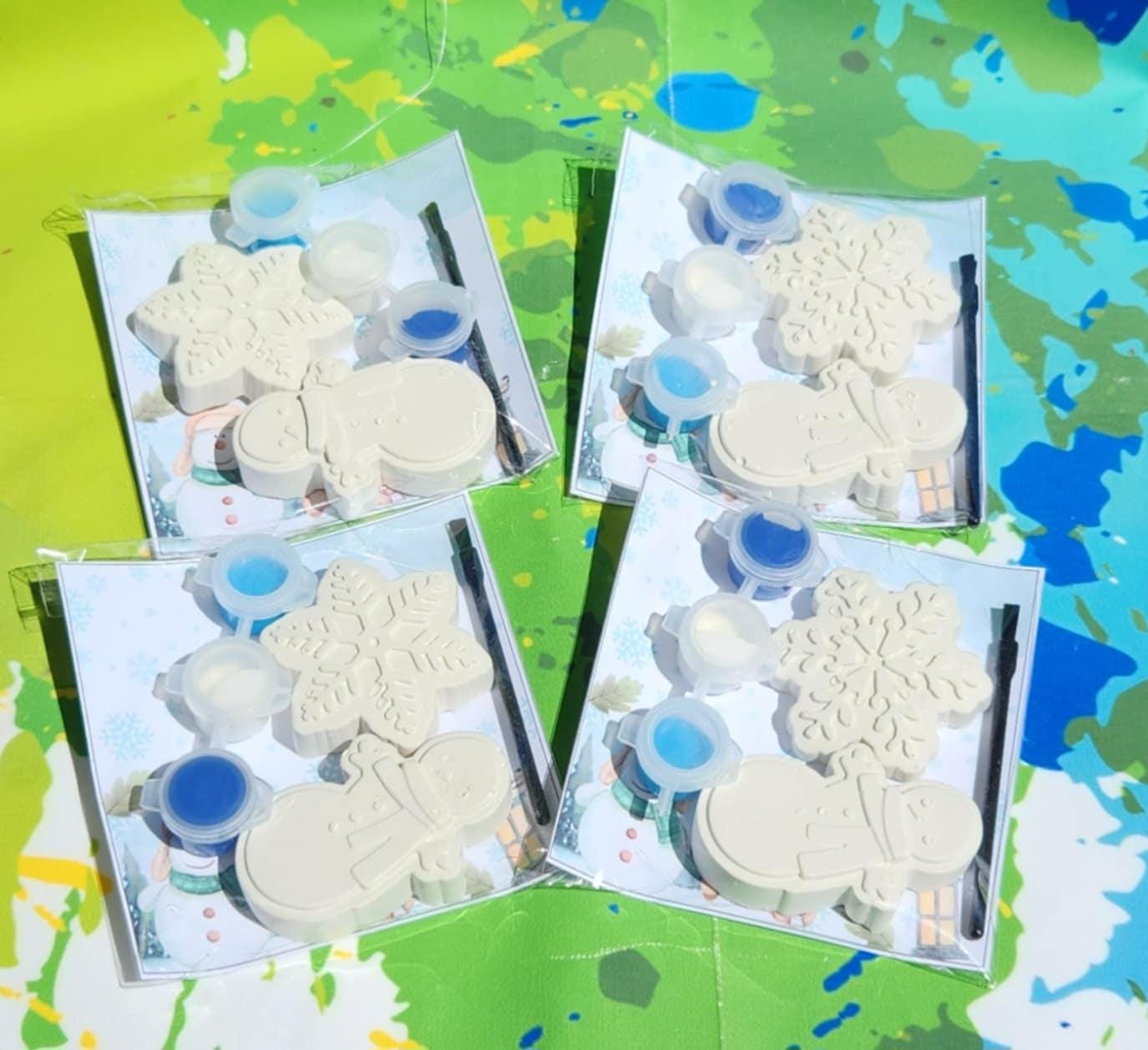 Snowman & Snowflake Paint Kit | Christmas Party Favors | DIY Kids Craft | Stocking Stuffers | Holiday Activity | Winter Birthday Gift
