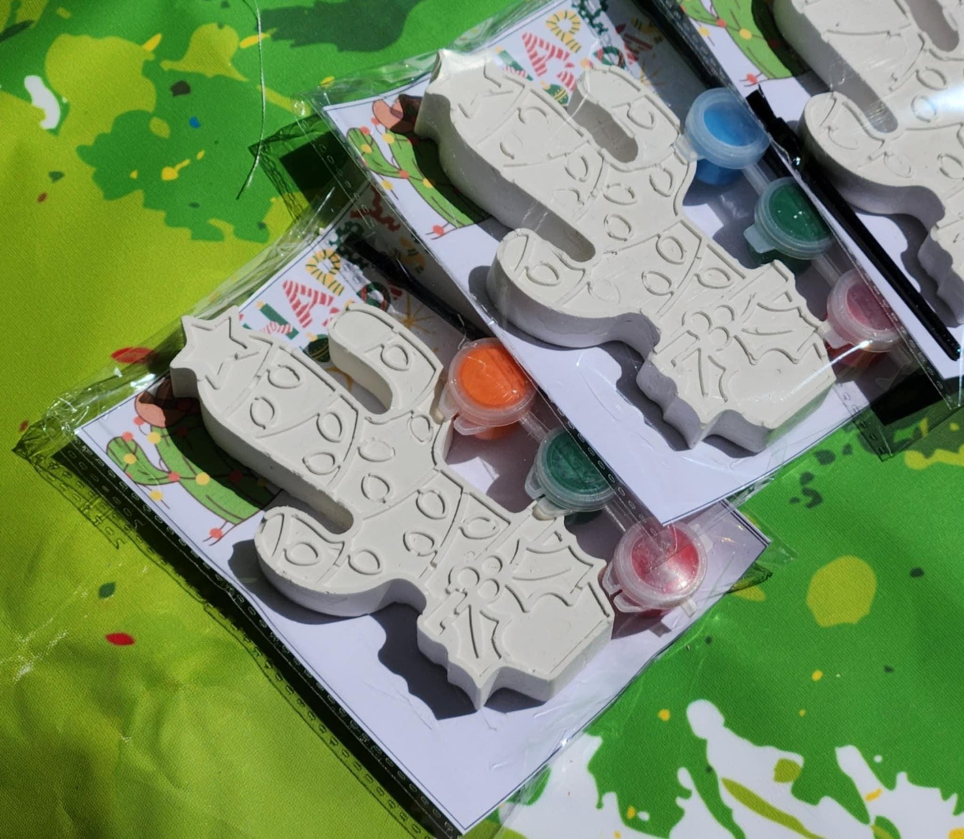 Christmas Cactus Paint Kit | DIY Holiday Craft | Kids Christmas Party Favors | Stocking Stuffer | Paint Your Own Kit