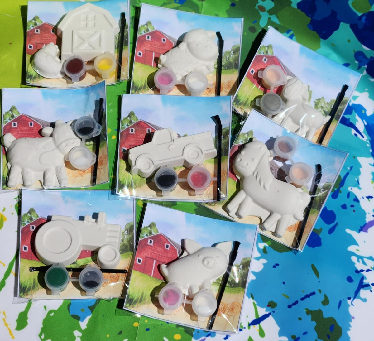 Farm Animal Plaster Paint Kits | DIY Kids Craft | Birthday Party Favors | Farm Party Activity | School Handouts | Paint Your Own Kit