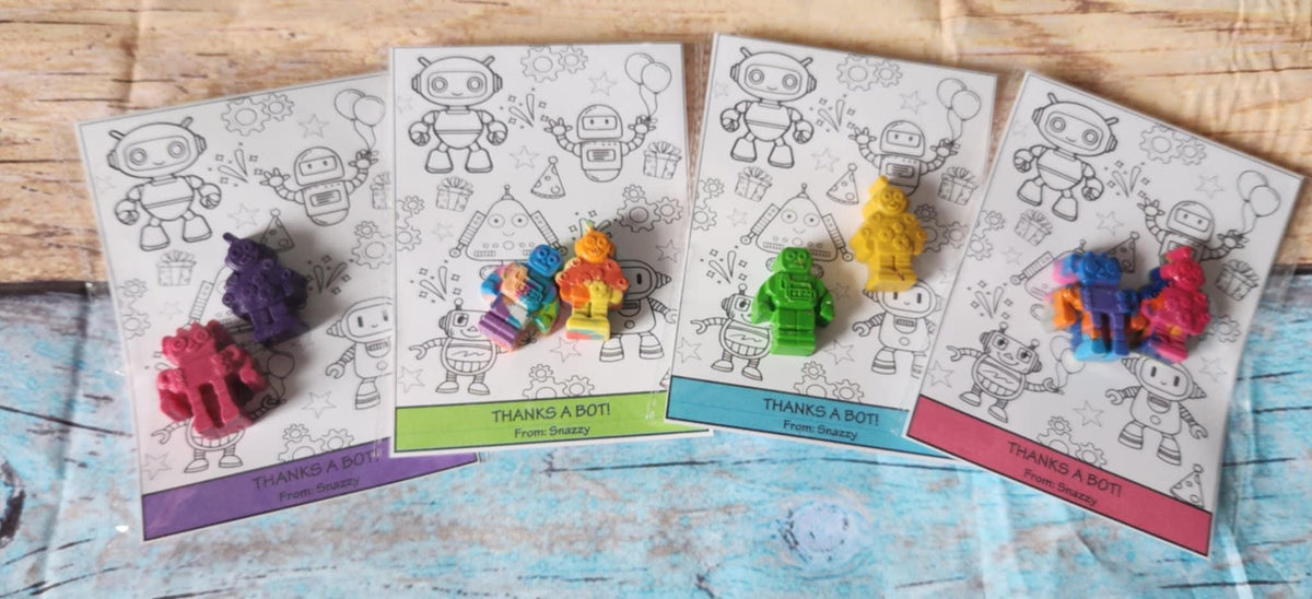 Robot Crayons, Party Favors, Customizable & Fun Coloring Gift!