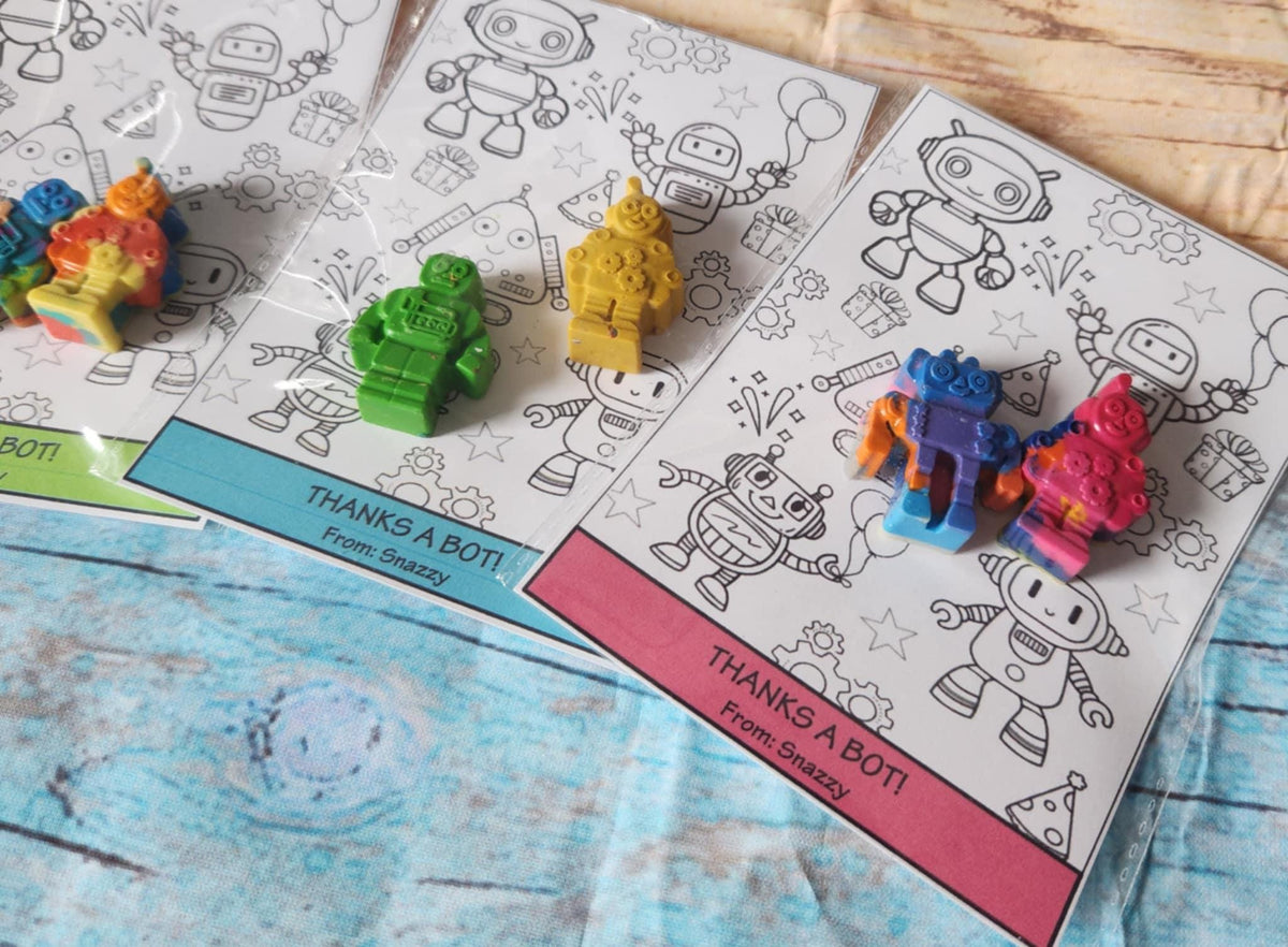 Robot Crayons, Party Favors, Customizable & Fun Coloring Gift!