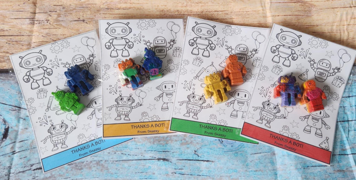 Robot Crayons, Party Favors, Customizable & Fun Coloring Gift!
