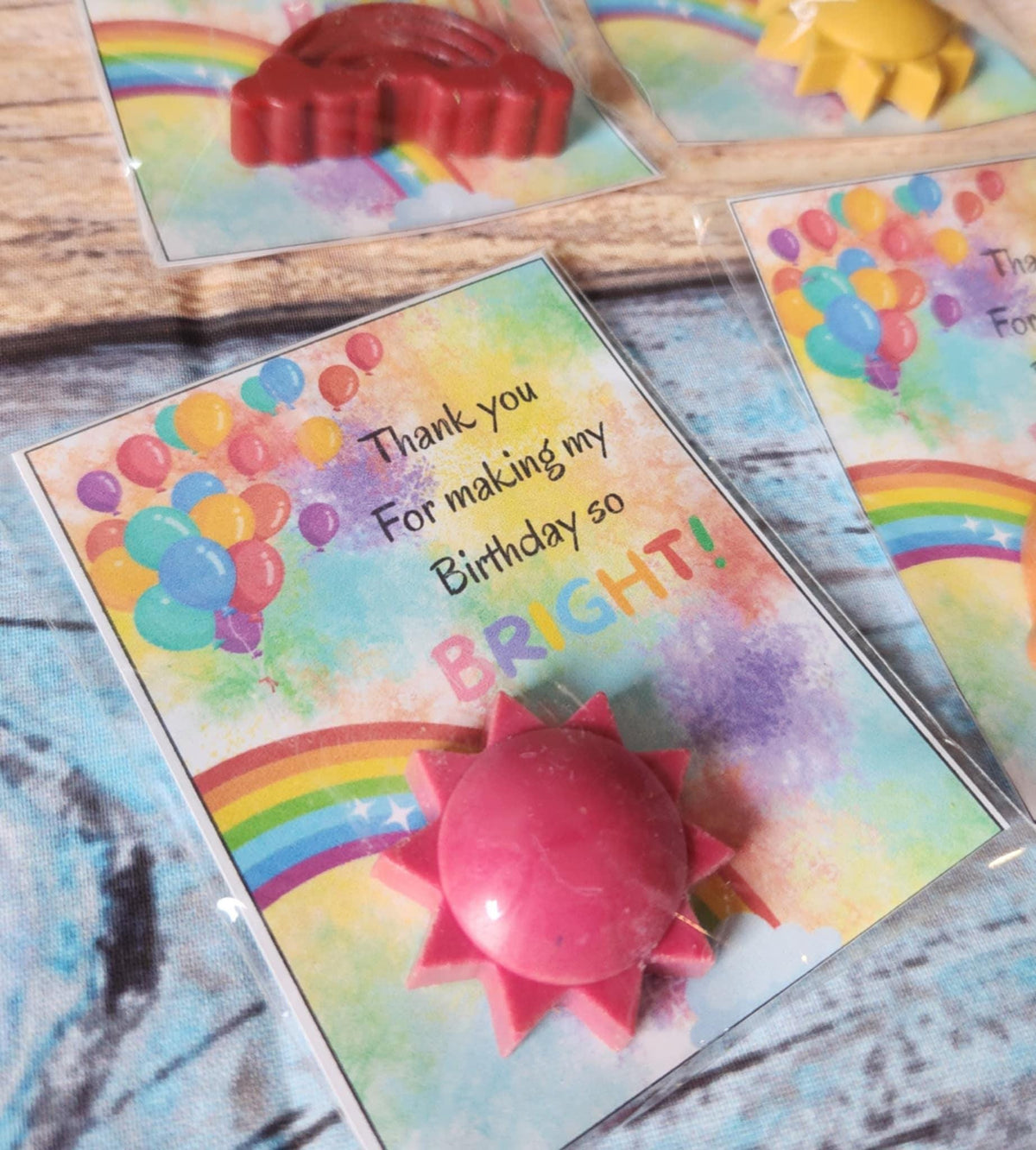 Rainbow Crayon Party Favors: Sun & Rainbow Crayons, Kids Birthday Goodie Bag