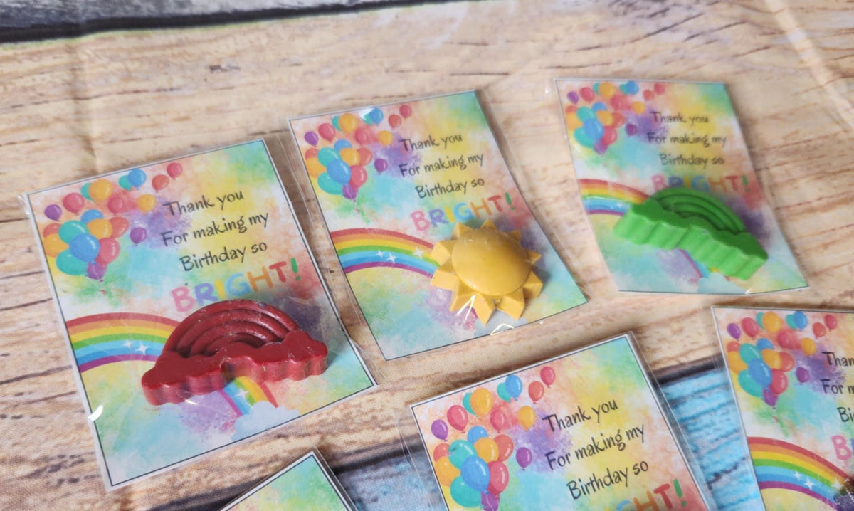 Rainbow Crayon Party Favors: Sun & Rainbow Crayons, Kids Birthday Goodie Bag