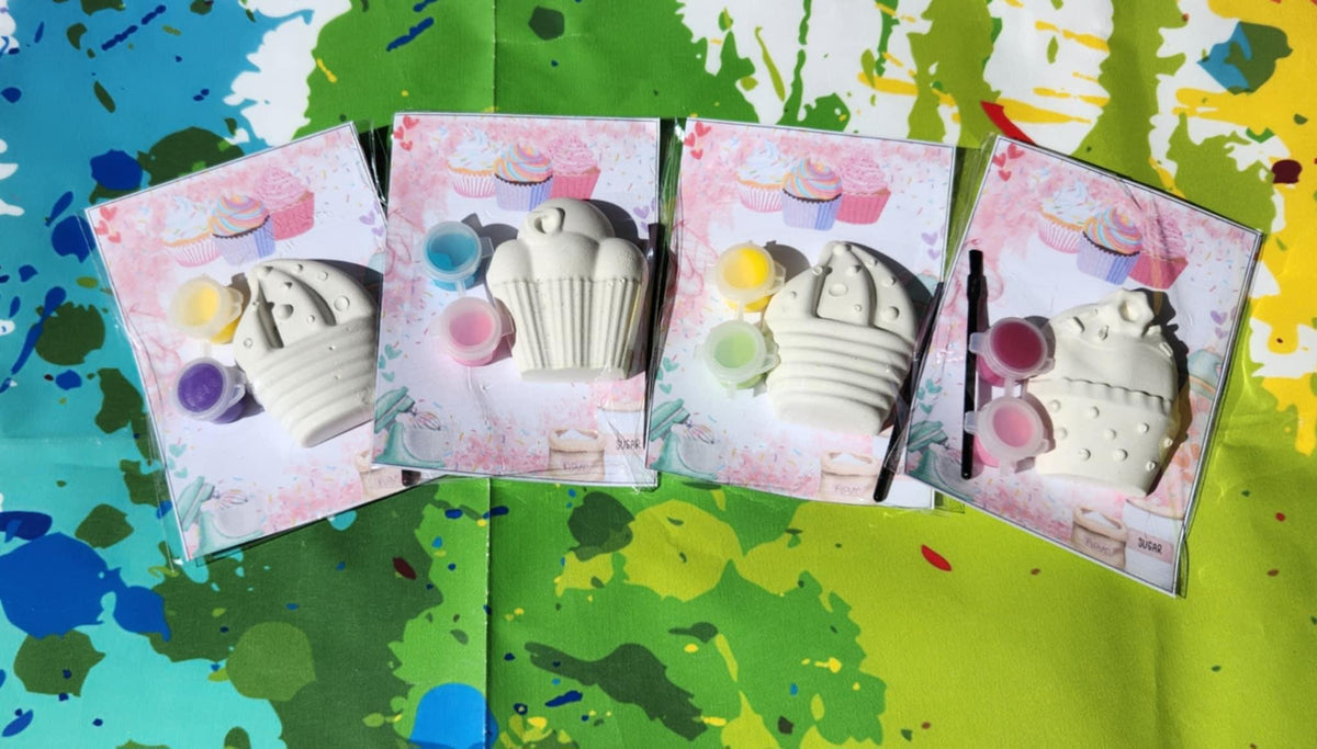 Kids Cupcake Plaster Paint Kits – DIY Party Favors | Cupcake Painting Kit | Birthday Craft Activity | Thank You Gift