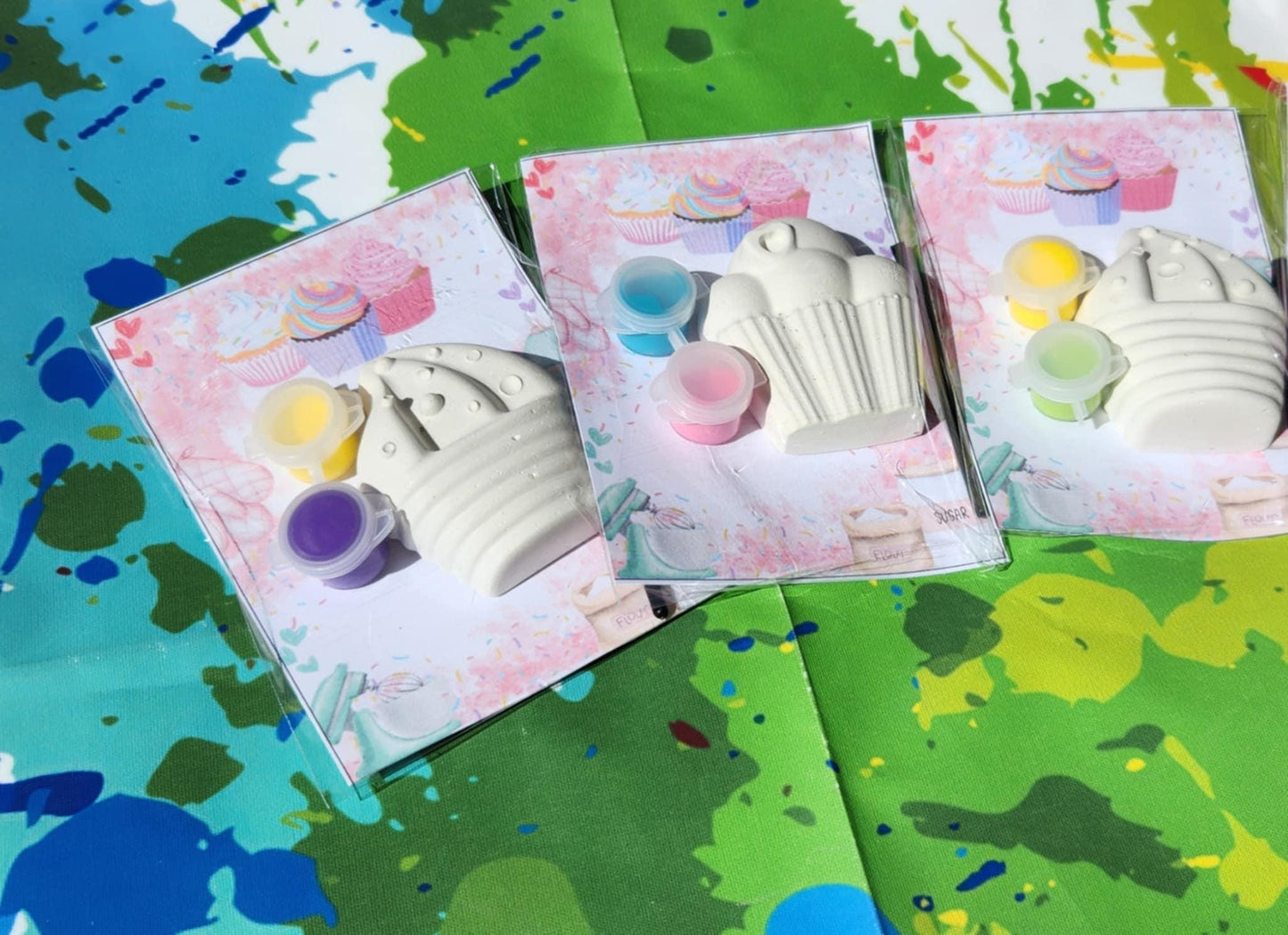 Kids Cupcake Plaster Paint Kits – DIY Party Favors | Cupcake Painting Kit | Birthday Craft Activity | Thank You Gift