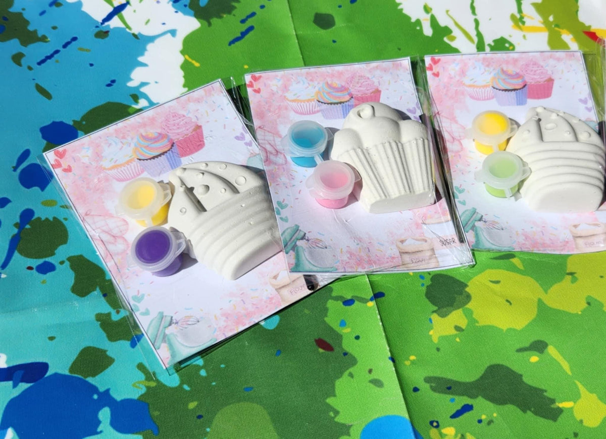 Kids Cupcake Plaster Paint Kits – DIY Party Favors | Cupcake Painting Kit | Birthday Craft Activity | Thank You Gift