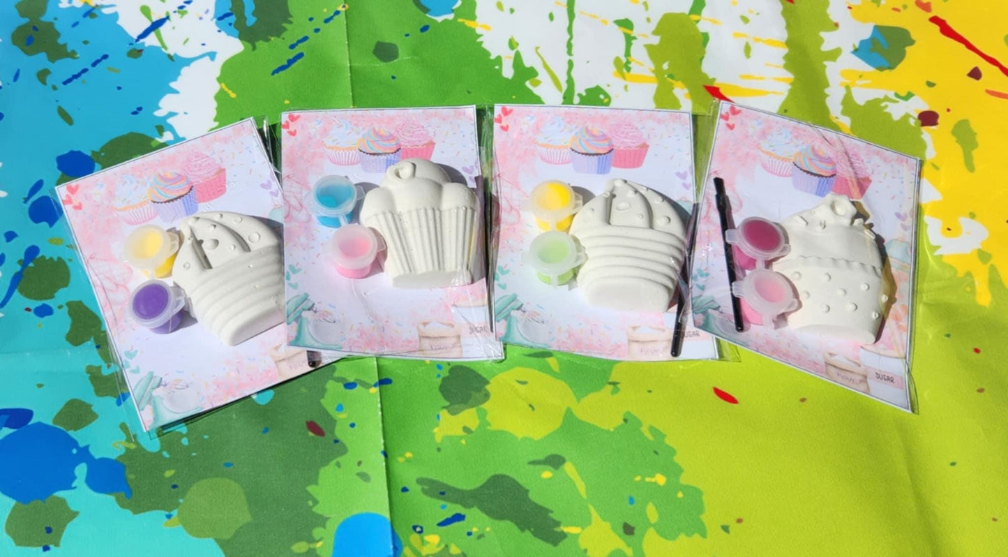 Kids Cupcake Plaster Paint Kits – DIY Party Favors | Cupcake Painting Kit | Birthday Craft Activity | Thank You Gift