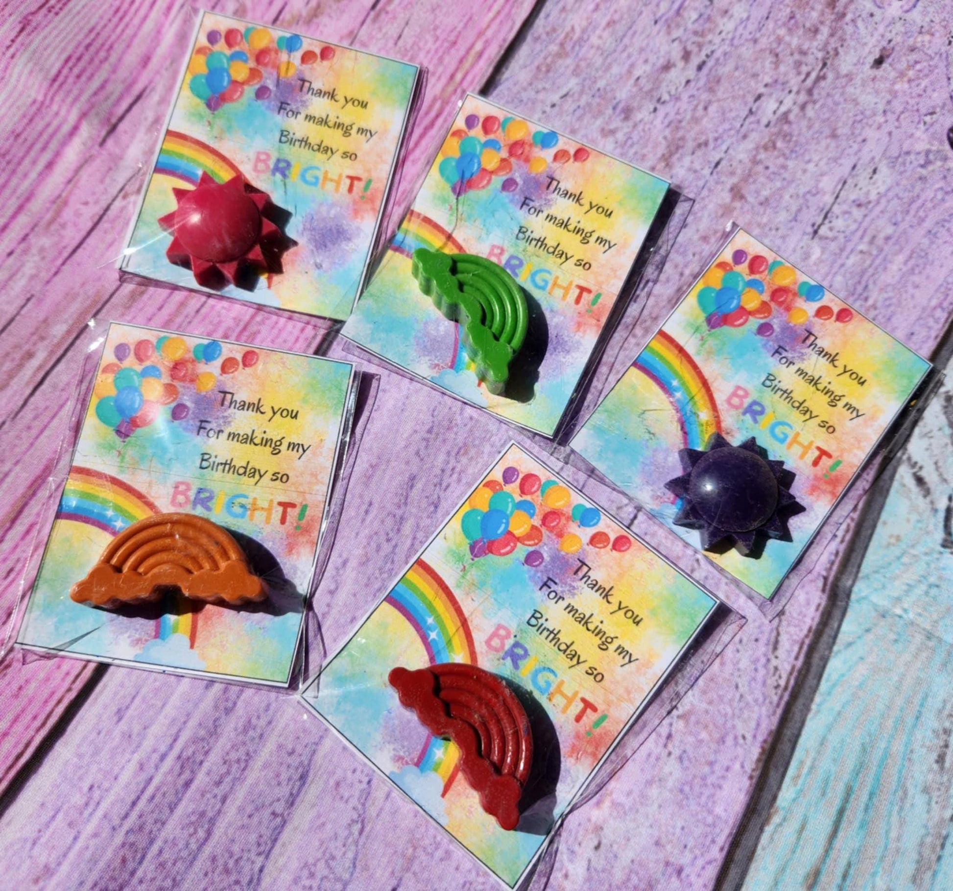 Rainbow Crayon Party Favors: Sun & Rainbow Crayons, Kids Birthday Goodie Bag