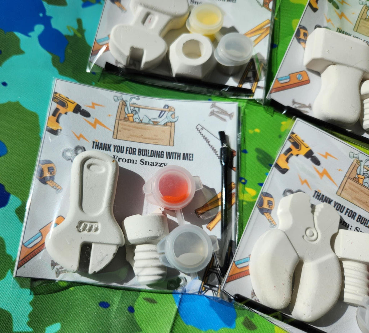 Tool Themed Plaster Paint Kits Perfect Birthday Party Favors for Kids l Building Tool Favors l Kids Activity l Kids Craft l DIY Painting