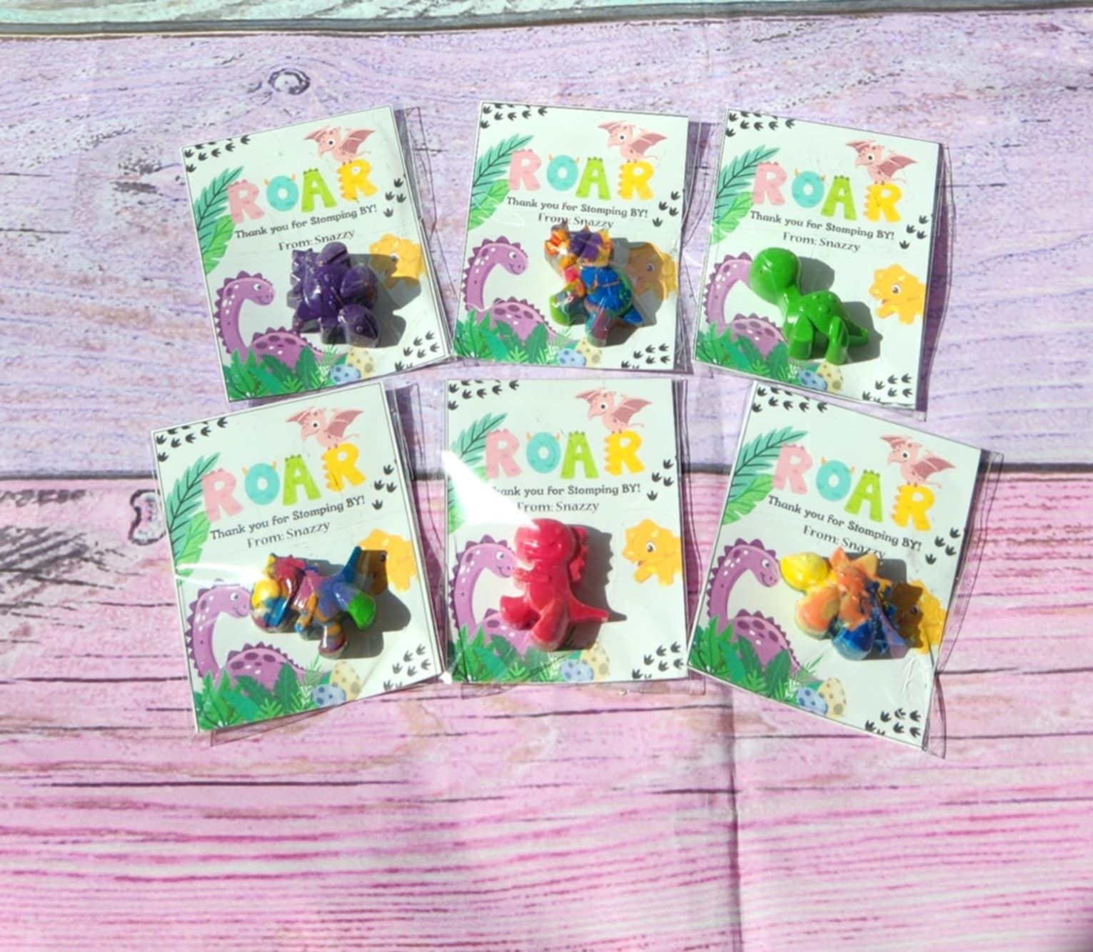 Dinosaur Girl Themed l Mini Party Favors Thank you Cards| Dinosaur Crayons | Girl Dino Birthday | Party Favor Kits | Classroom Goodies