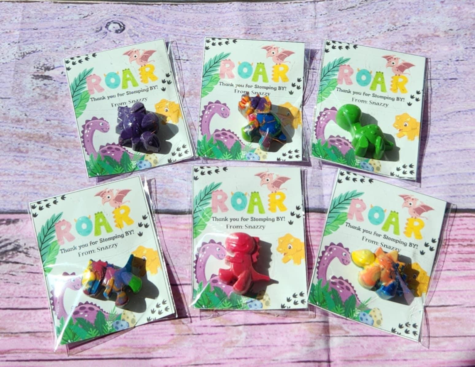 Dinosaur Girl Themed l Mini Party Favors Thank you Cards| Dinosaur Crayons | Girl Dino Birthday | Party Favor Kits | Classroom Goodies