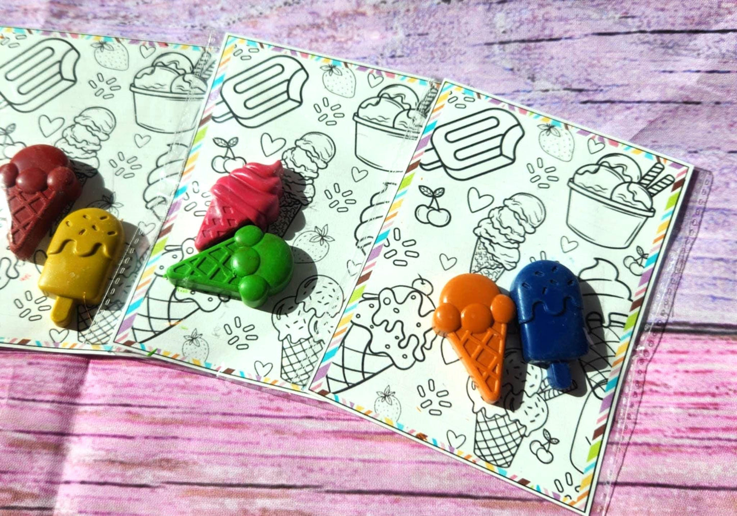 Ice Cream Crayons & Coloring Page: Party Favors Kit