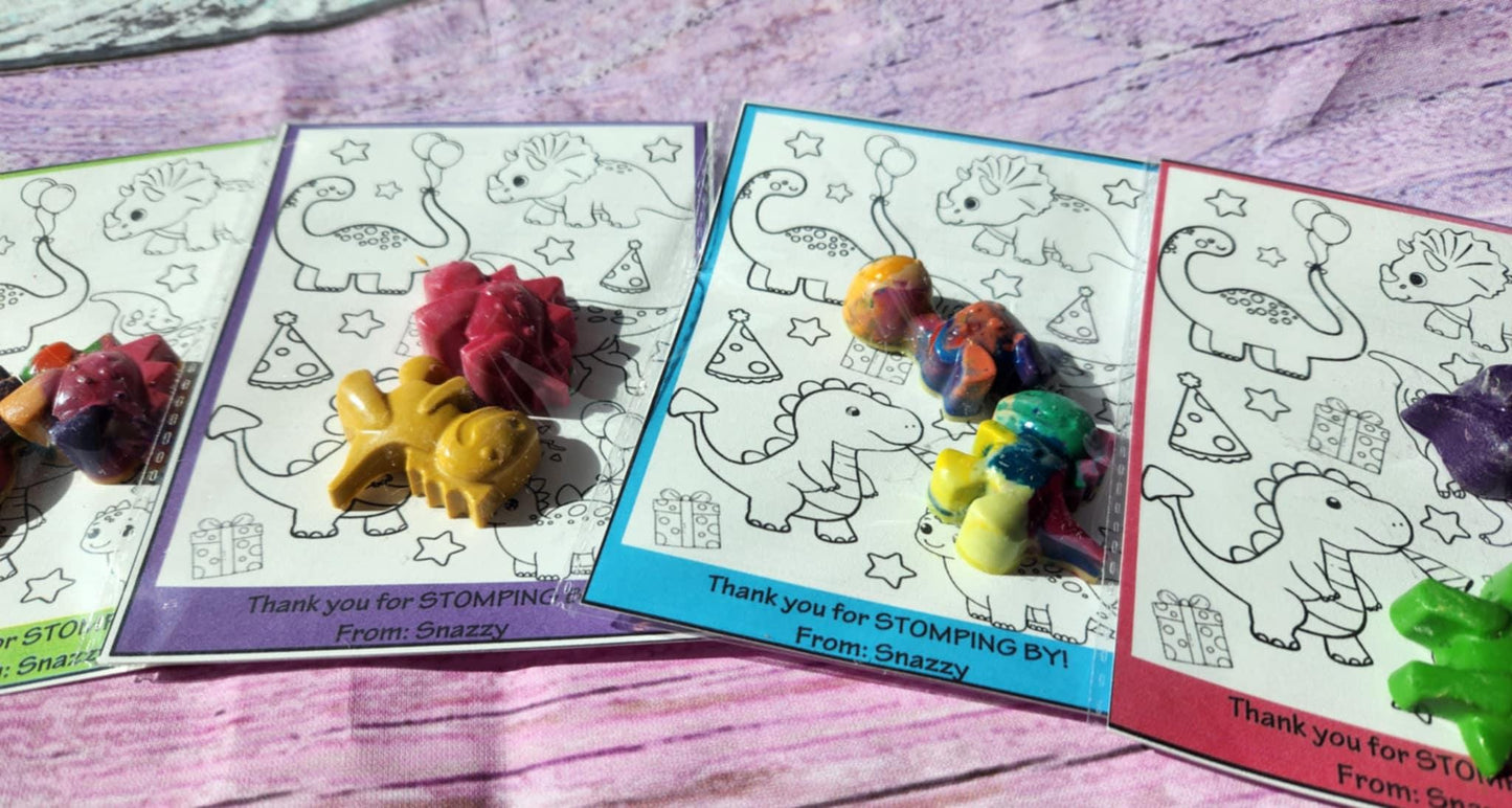 Dinosaur Crayon Party Favors with Coloring Page | Kids Craft Kit | Party Favor | School Goodie Bag | Kids Art Activity