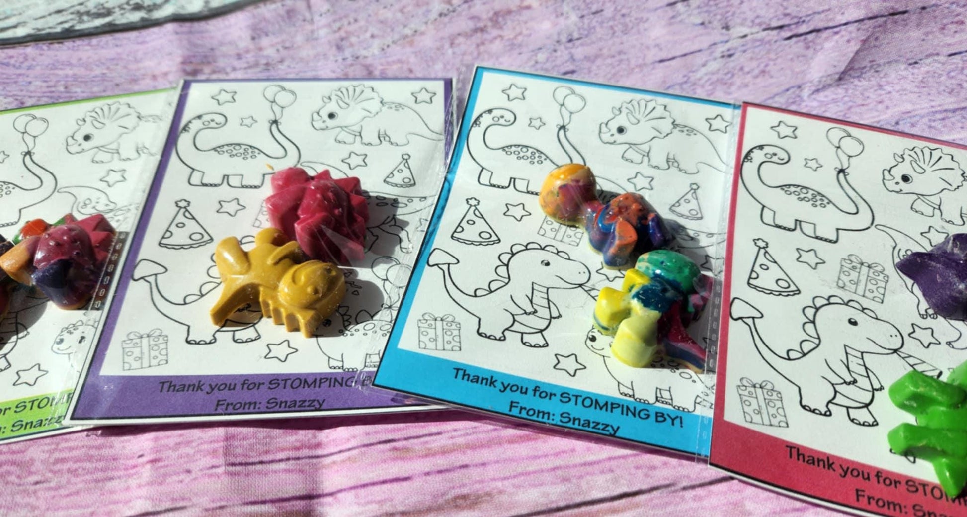 Dinosaur Crayon Party Favors with Coloring Page | Kids Craft Kit | Party Favor | School Goodie Bag | Kids Art Activity